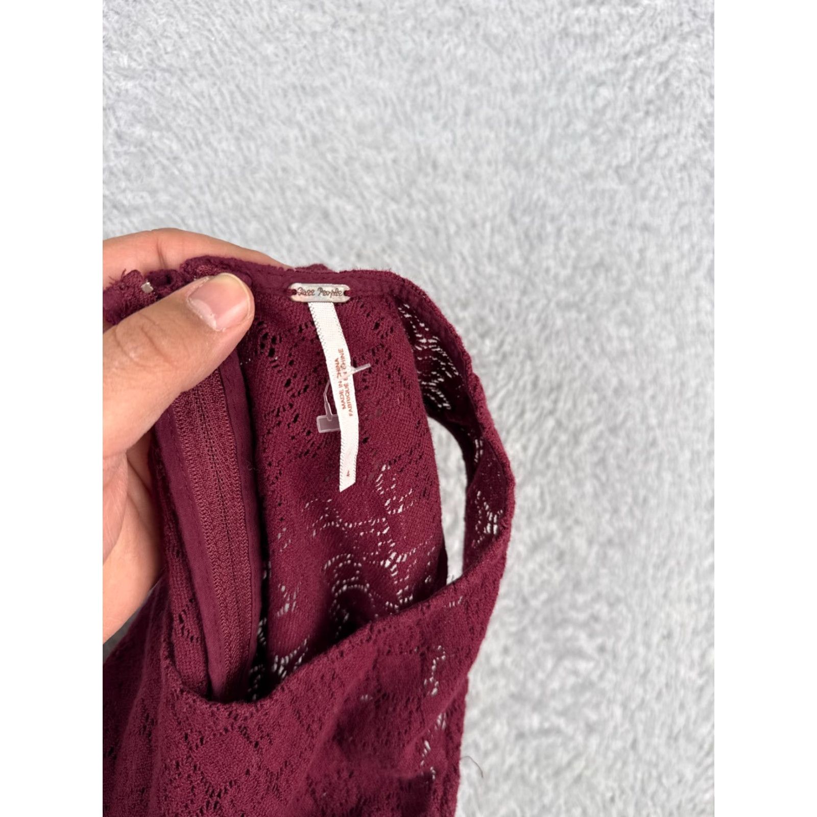 Free People VINTAGE Free People Dress Womens 4 Burgundy Cutout Daisy Waist Dress Cotton Blend Size S / US 4 / IT 40 - 2 Thumbnail