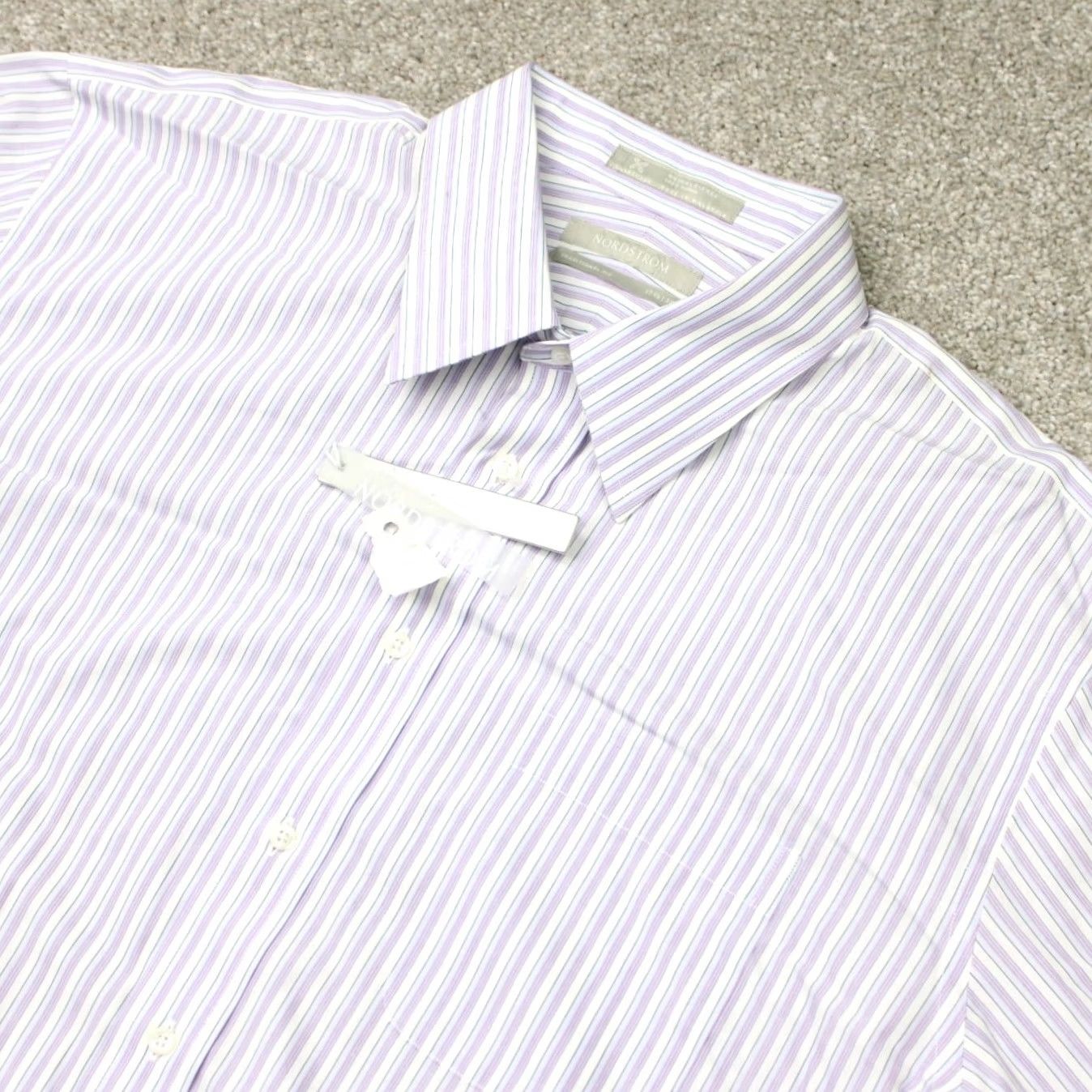 Nordstrom Nordstrom Dress Shirt Mens 17 1/2 35 Purple Classic Check Cotton Wrinkle Free Business Size US XXL / EU 58 / 5 - 3 Thumbnail