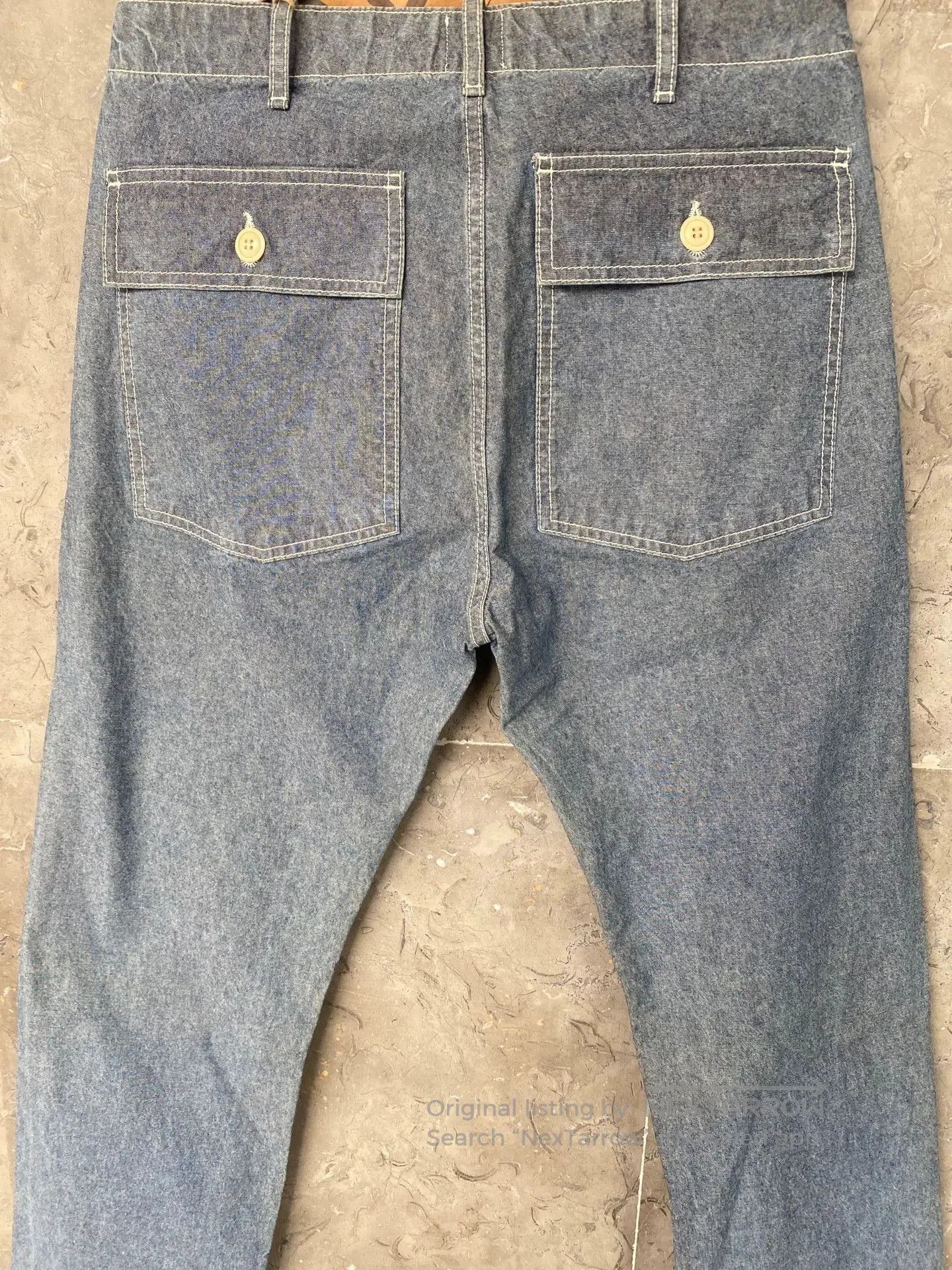 Tellason TELLASON Washed Blue Cotton Military Pants. Size US 29 - 6 Thumbnail