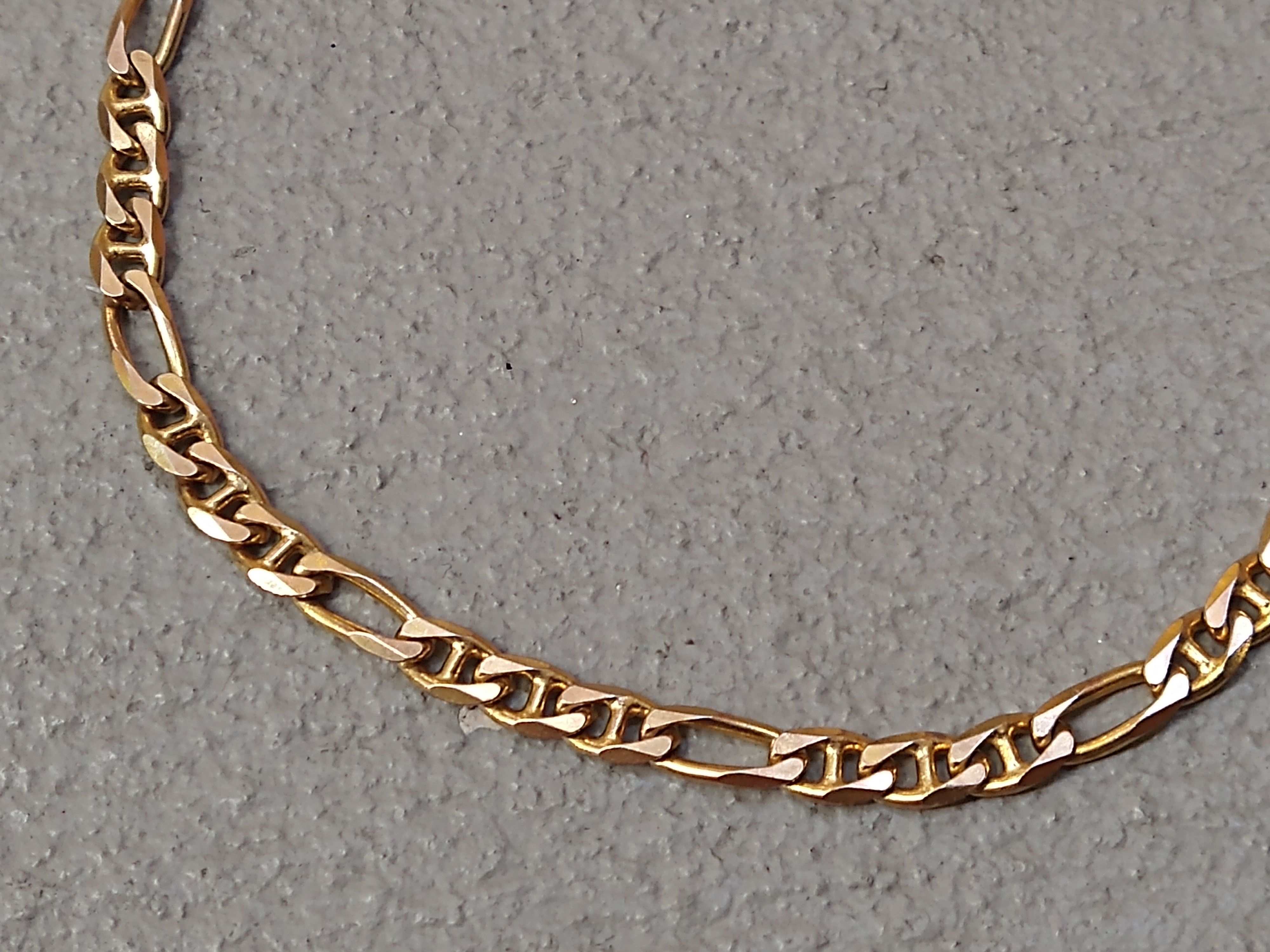 Jewelry Vintage Sterling Silver Bracelet Figaro Mariner 8" Gold Tone Size ONE SIZE - 5 Thumbnail