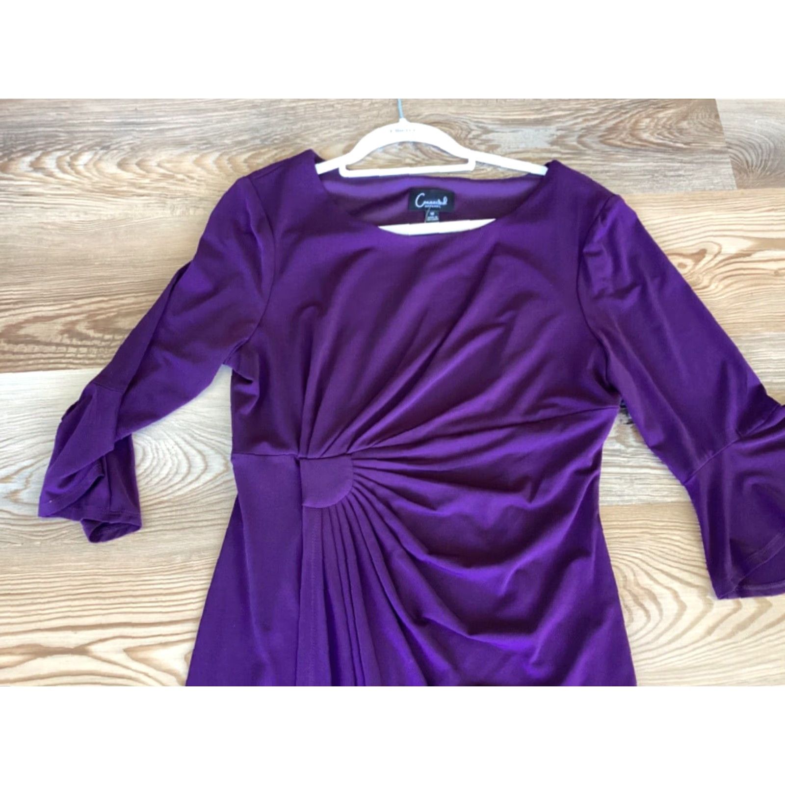 Vintage Womens Connected Apparel Purple Size Dress Fitted w/ Bell Sleeves Dress Size XL / US 12-14 / IT 48-50 - 3 Thumbnail