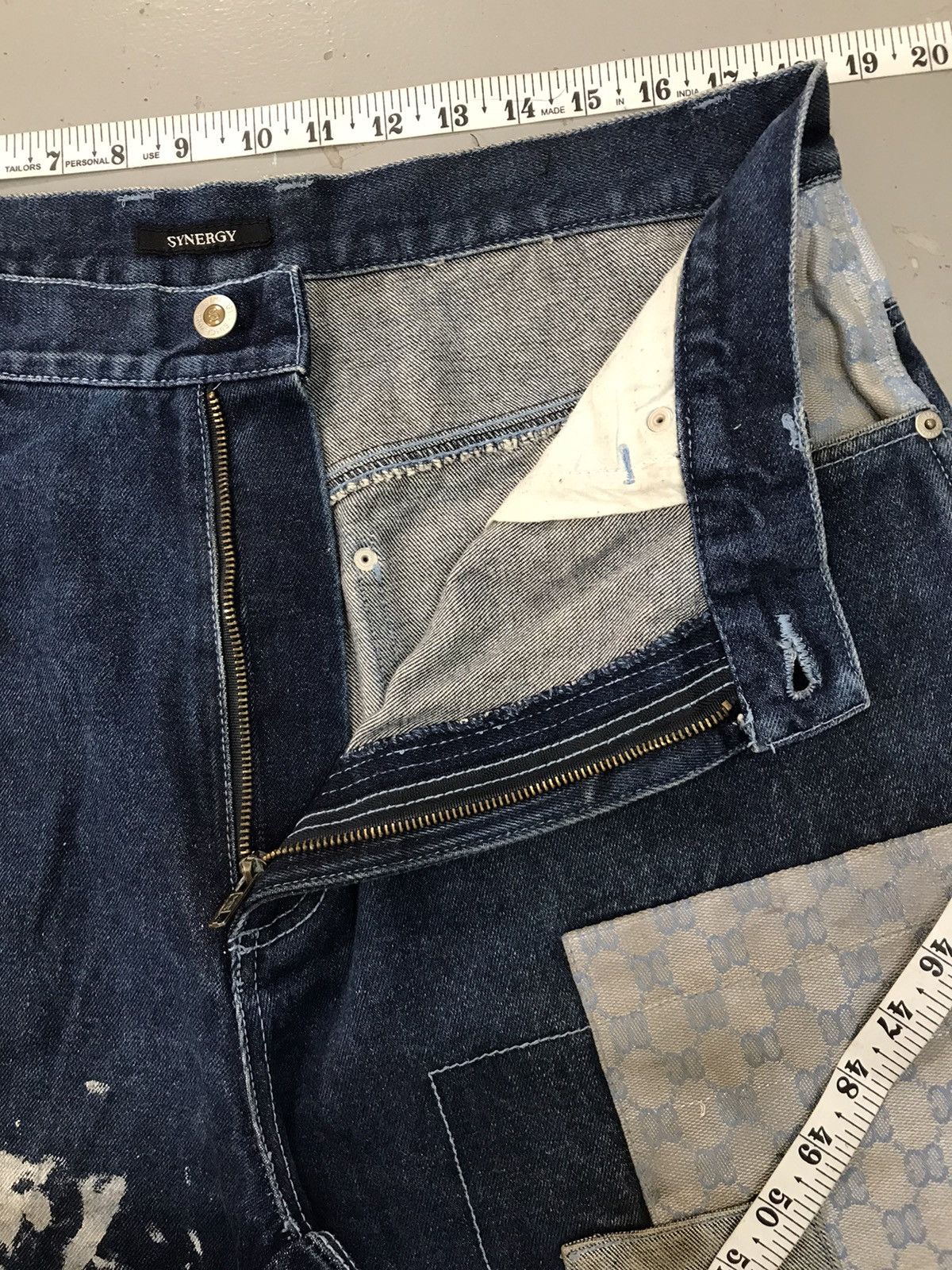 Vintage Vintage synergy patchwork dusty denim short Size US 36 / EU 52 - 7 Thumbnail