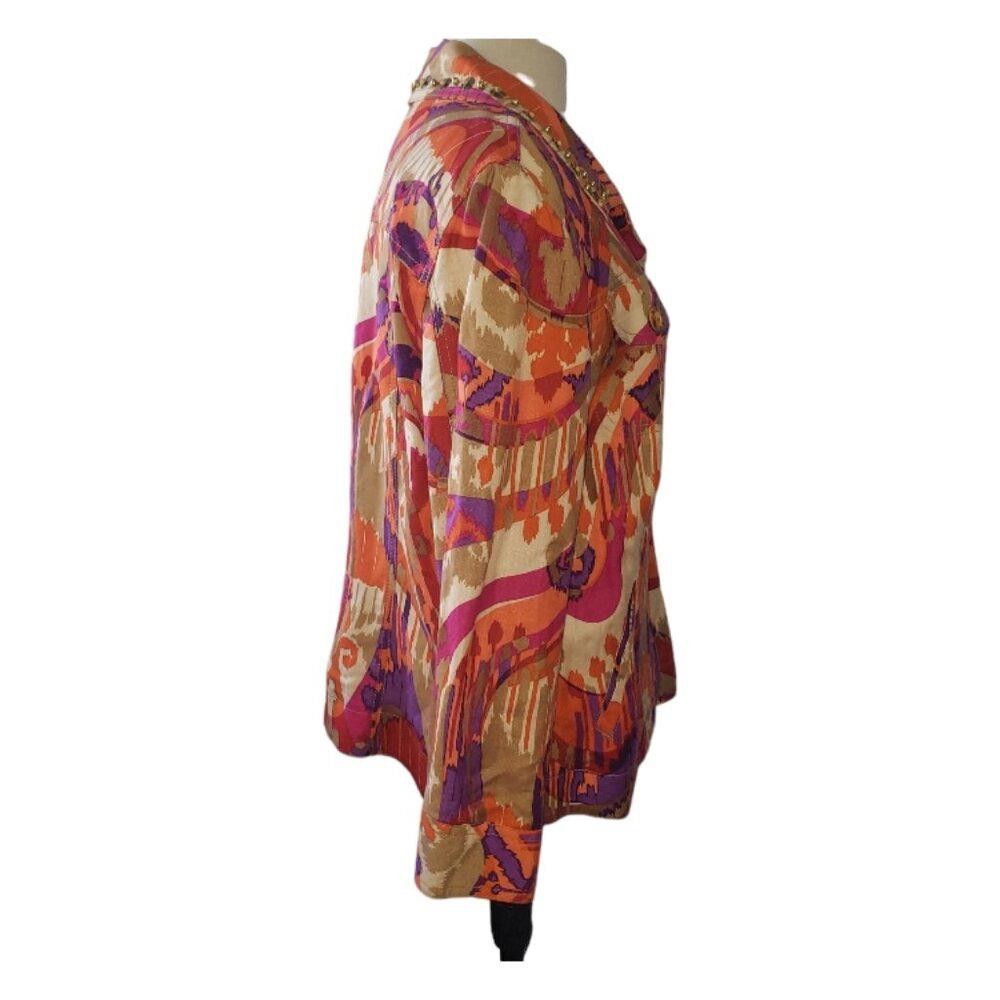 Designer CT1632 Ruby Rd. Orange Multi Denim Look Jacket 14 Size XL / US 12-14 / IT 48-50 - 4 Thumbnail