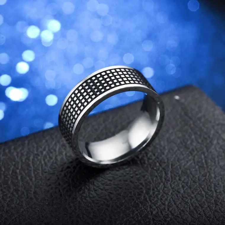 Jewelry × Vintage Silver Grid Tribal Design Ring Size 6-11 RGN - 594 Size ONE SIZE - 1 Thumbnail