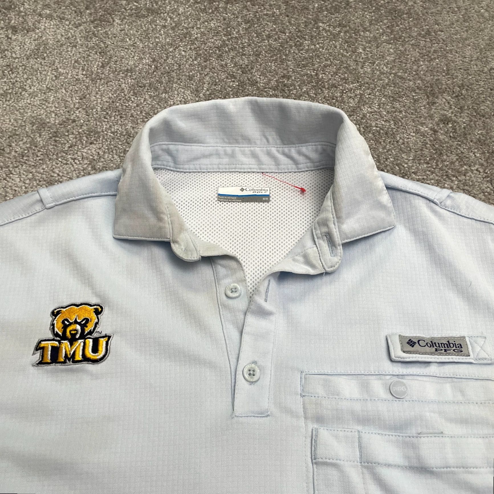 Vintage Columbia Polo Mens M Blue Flycaster PFG Omni Shade Pocket Shirt Golf Outdoor Sports Fishing University Size US M / EU 48-50 / 2 - 3 Thumbnail