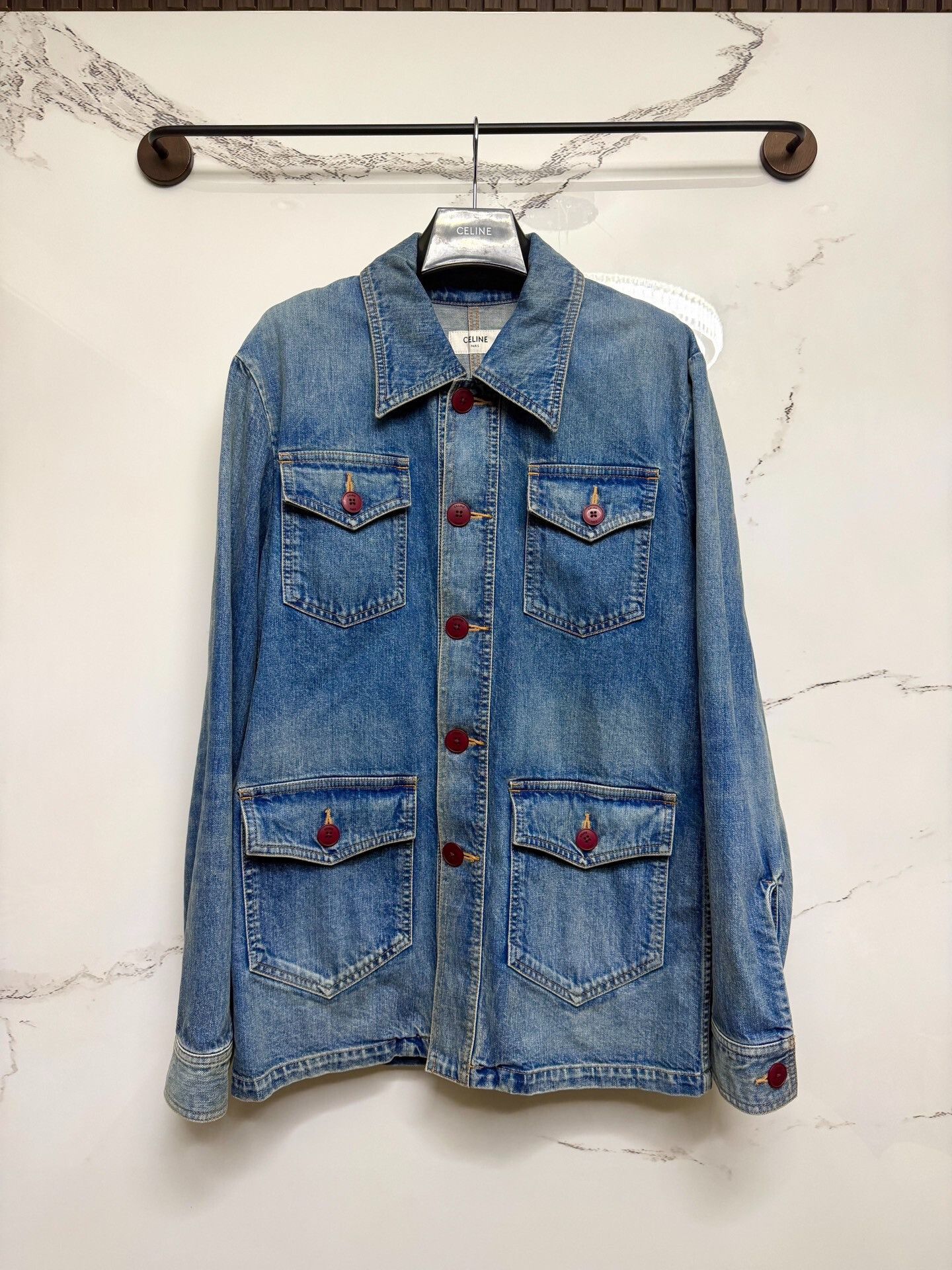 Celine Celine Blue Denim Jacket with Four Pockets Size US M / EU 48-50 / 2 - 1 Thumbnail