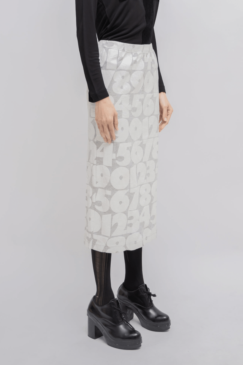 image of Comme Des Garcons Ss02 Number Skirt in Gray/White, Women's (Size 26)