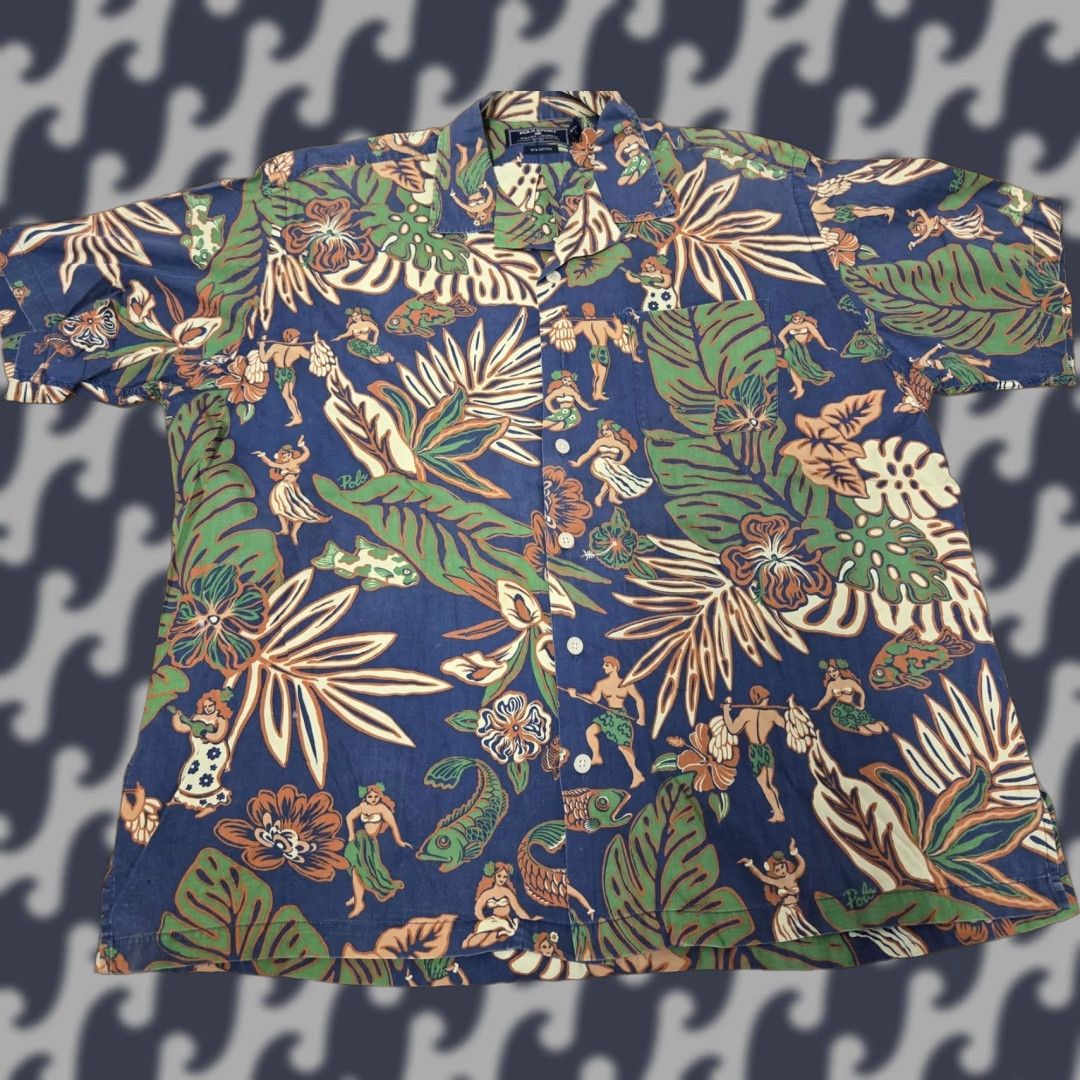 Polo Ralph Lauren Polo Ralph Lauren Shirt Mens XL Hawaiian Tropical Short Sleeve Button-Up Casual Beach Aloha Floral Blue Size US XL / EU 56 / 4 - 1 Thumbnail