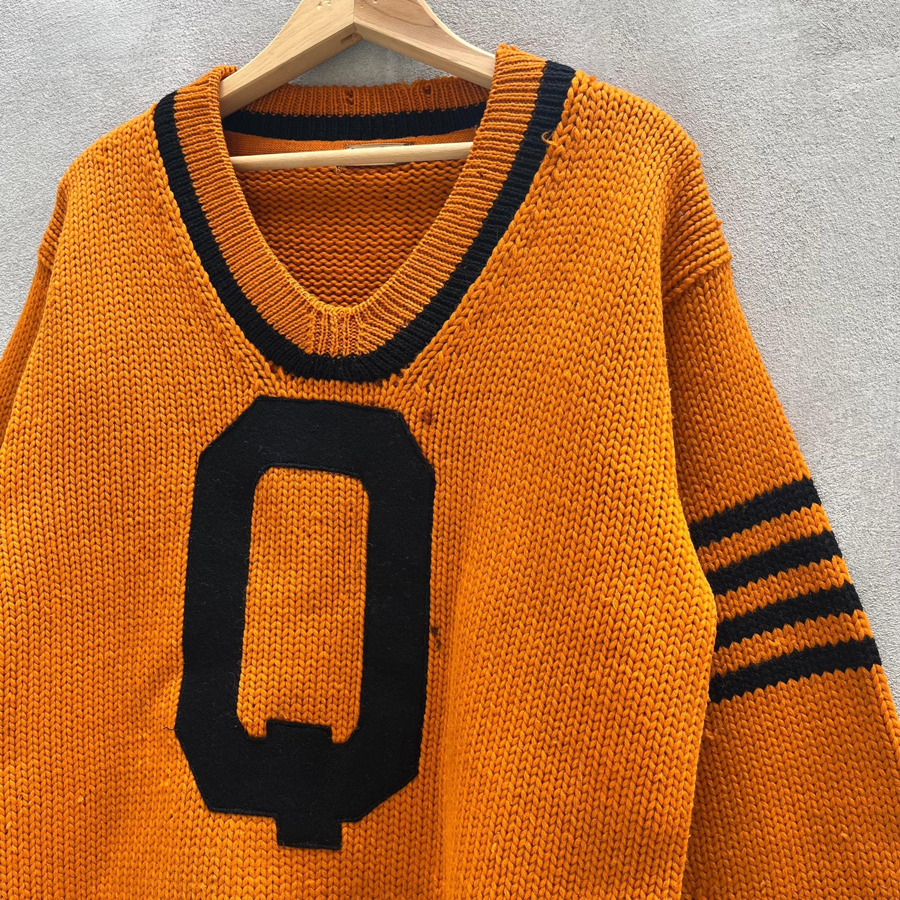 Vintage 1930s "Q" London Hill Co. Orange Knit Sweater Size US L / EU 52-54 / 3 - 6 Thumbnail