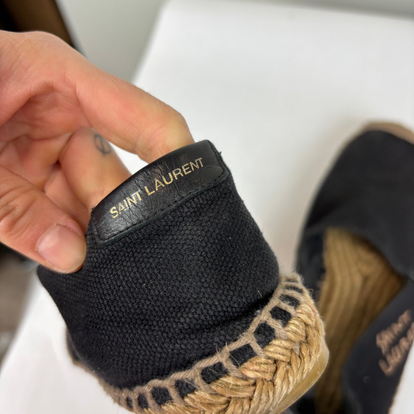 Saint Laurent Spellout Black Espadrilles Women's 7