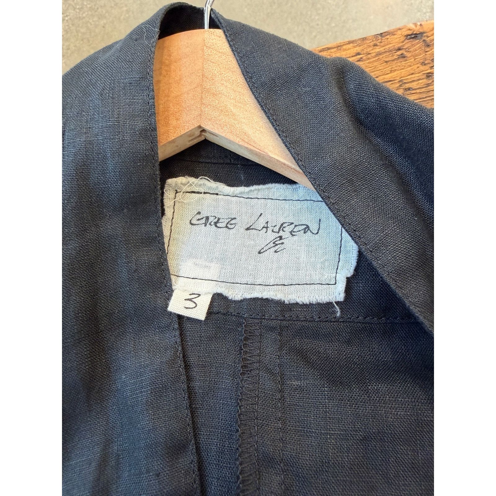 Greg Lauren Greg Lauren SAMPLE Black Linen Asymmetric Studio Kimono Size US L / EU 52-54 / 3 - 4 Thumbnail
