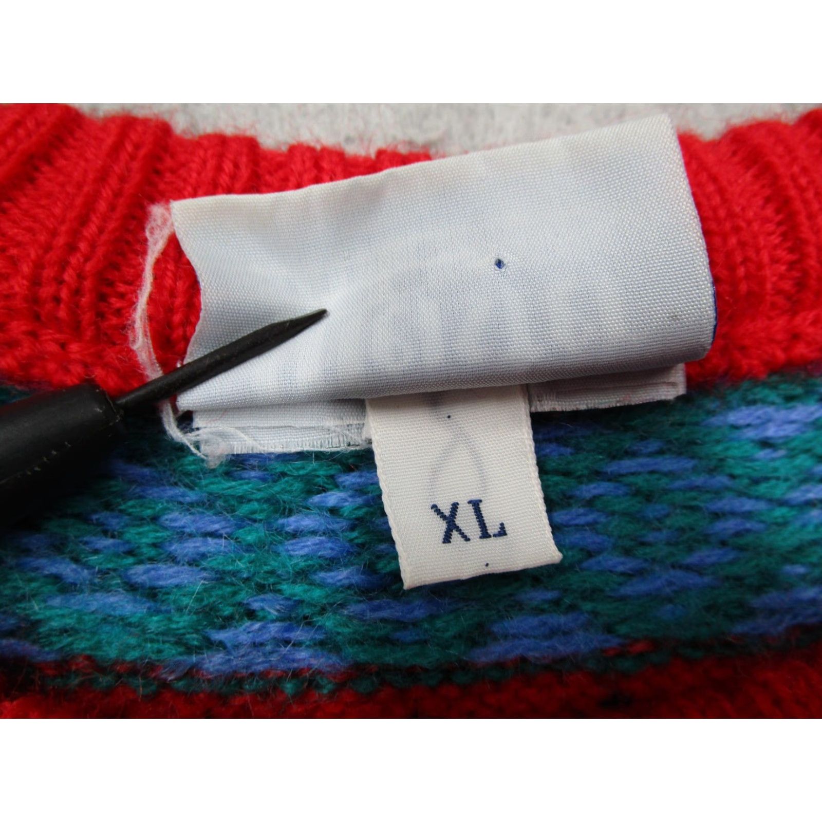 Vintage VINTAGE Meister Sweater Womens XL Red Wool Fair Isle Knit Pullover 80s Geometric Crew Neck Size XL / US 12-14 / IT 48-50 - 4 Thumbnail