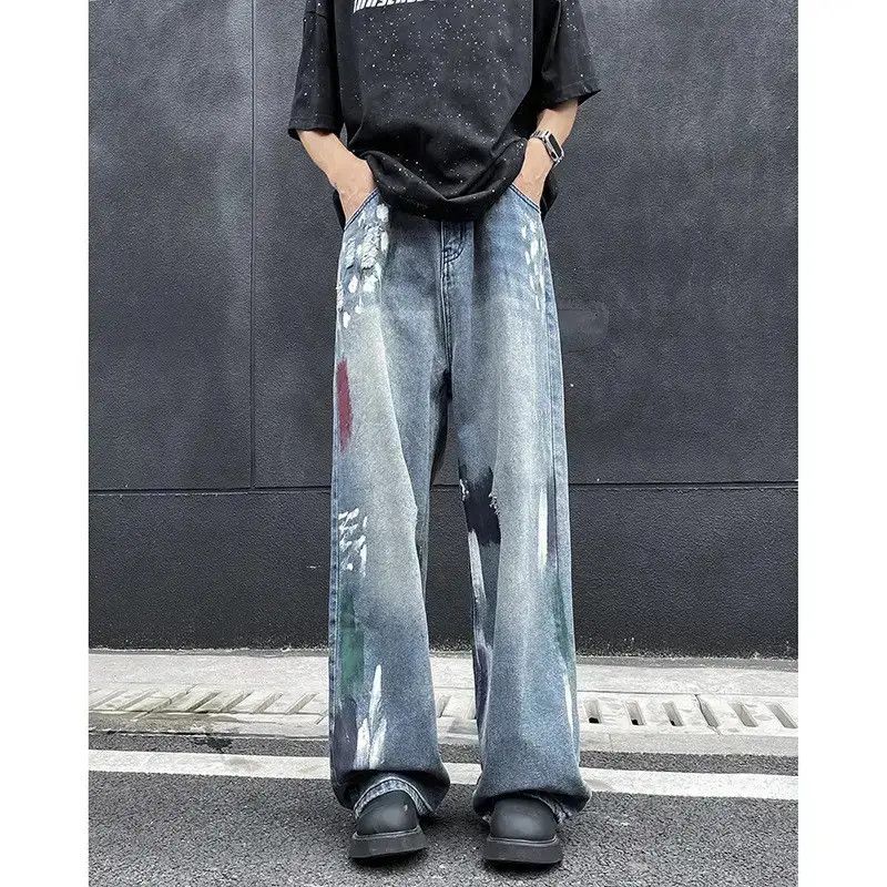 Japanese Brand Retro loose wide leg slightly flared graffiti jeans Size US 32 / EU 48 - 6 Thumbnail