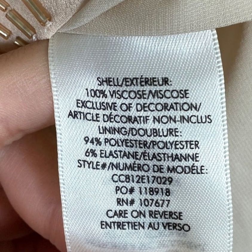Alice + Olivia Alice + Olivia Womens Blouse Champagne Bernice Beaded Ruffle Sleeve Back Zip XS Size XS / US 0-2 / IT 36-38 - 7 Thumbnail