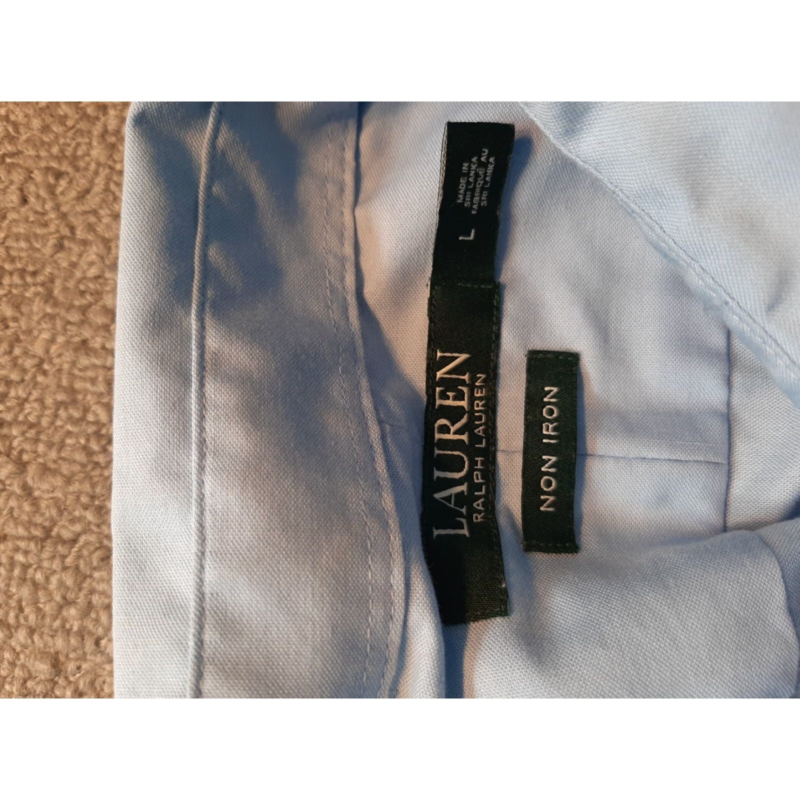 Polo Ralph Lauren Lauren Ralph Lauren Dress Shirt Men L Blue Long Sleeve Button Up Button-Down Classic Comfort Casual Wear Size 42R - 2 Thumbnail