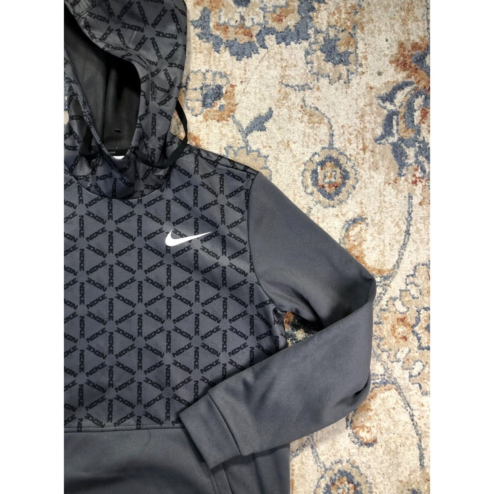 Nike Nike Therma-FIT Hoodie Sweatshirt Mens M Gray Allover Nike Logo Fleece Size US M / EU 48-50 / 2 - 4 Thumbnail