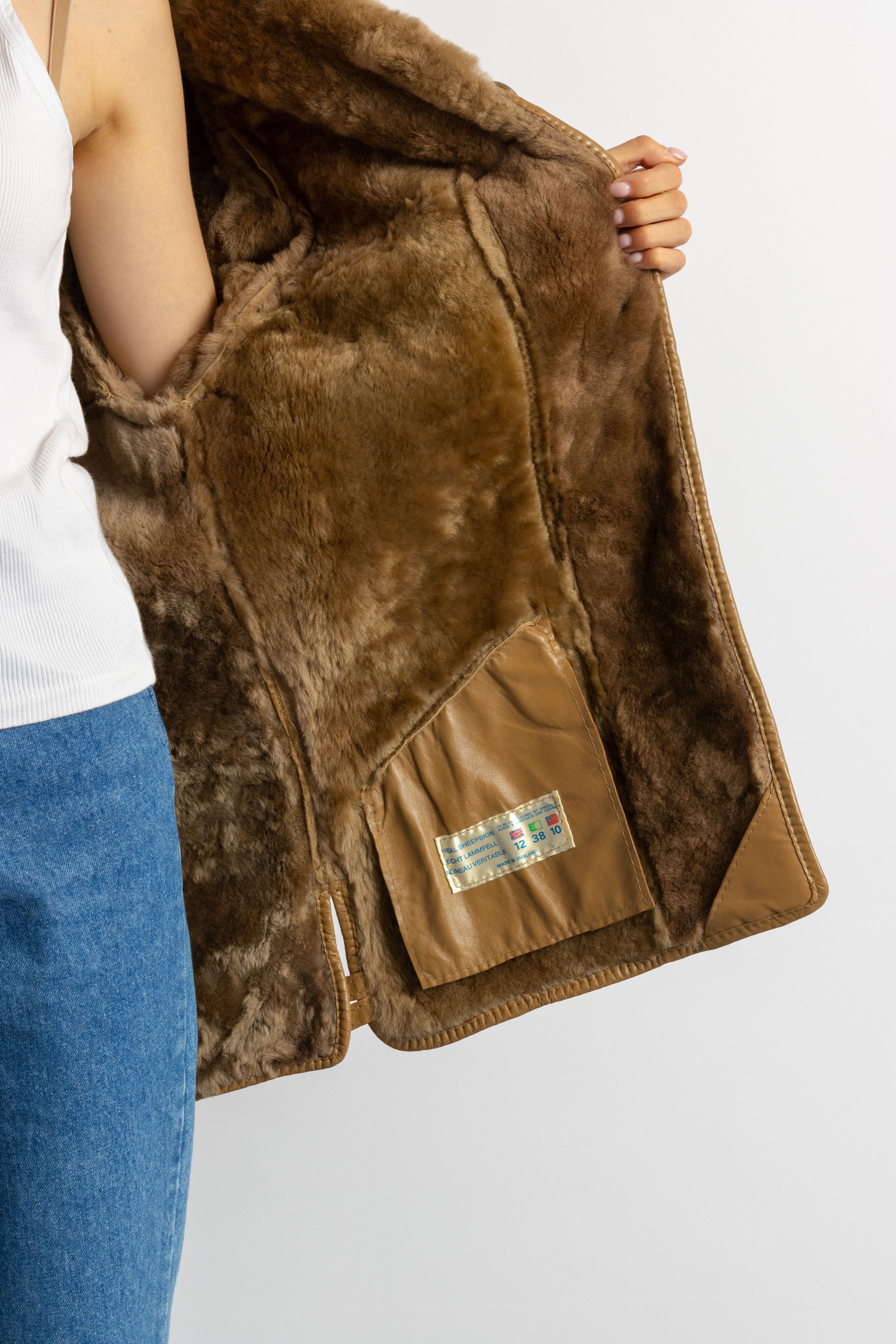 Vintage Deadstock Sheepskin Coat 70s, Shearling Size S 6121 Size S / US 4 / IT 40 - 9 Thumbnail