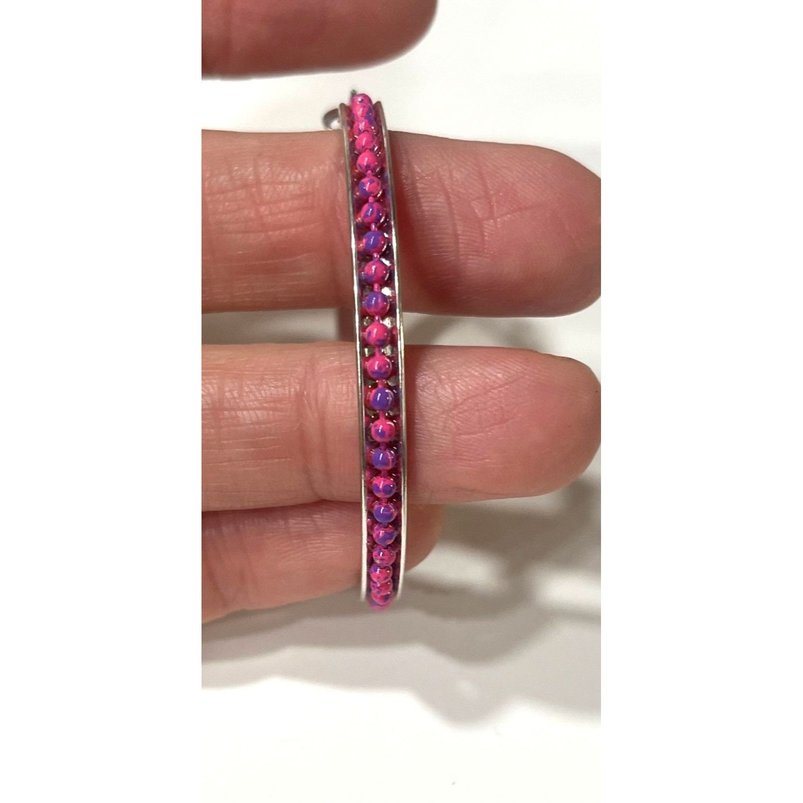 Steve Madden Steve Madden Silver-tone Hoop Earrings With Pink Beaded Det Size ONE SIZE - 7 Thumbnail