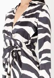 Zara ZARA Black and White Zebra Print Wrap Dress Size S / US 4 / IT 40 - 2 Thumbnail