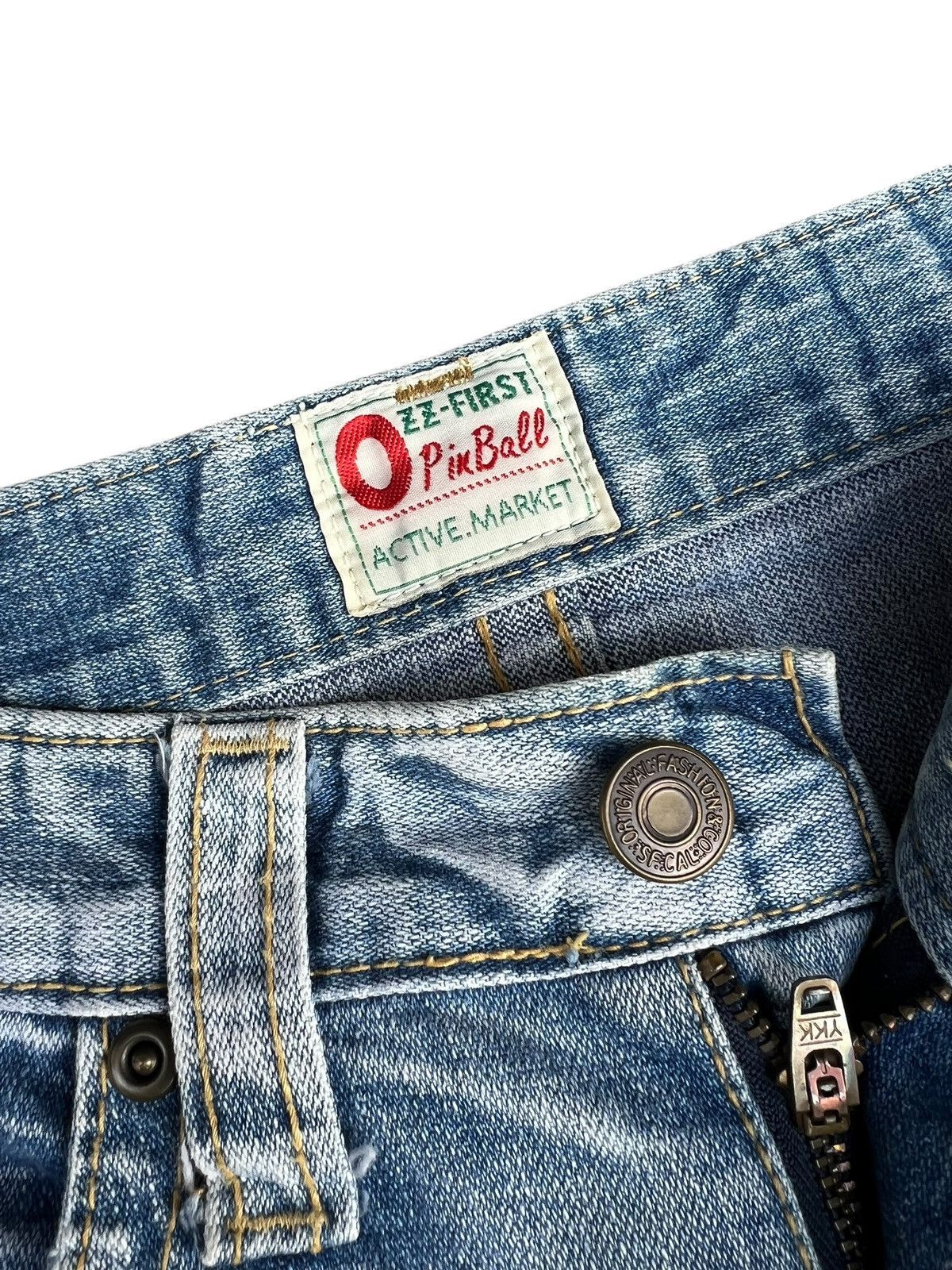 Japanese Brand Dirty Mud Ozz-First PinBall Distress Rip Denim Flare Jeans Size US 29 - 5 Thumbnail
