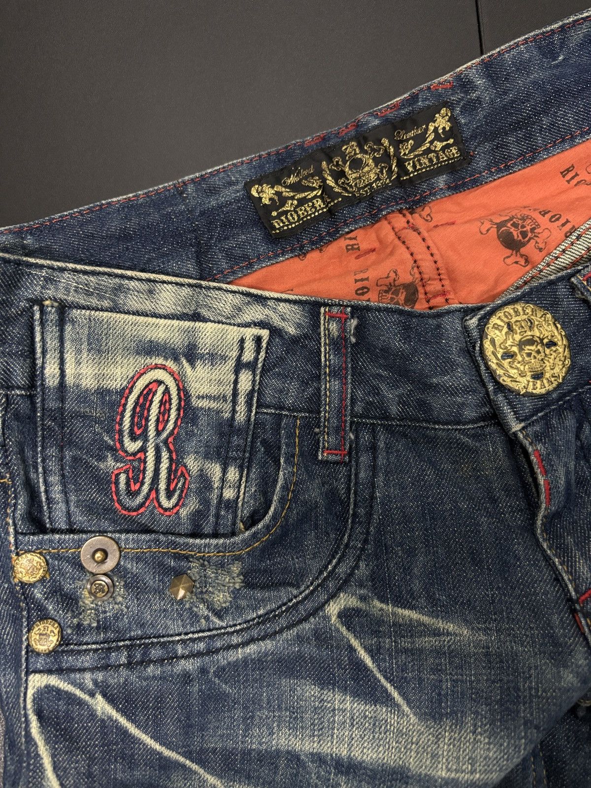 Japanese Brand Riobera Jeans Wide Flare Denim Jeans Size 31" - 7 Thumbnail