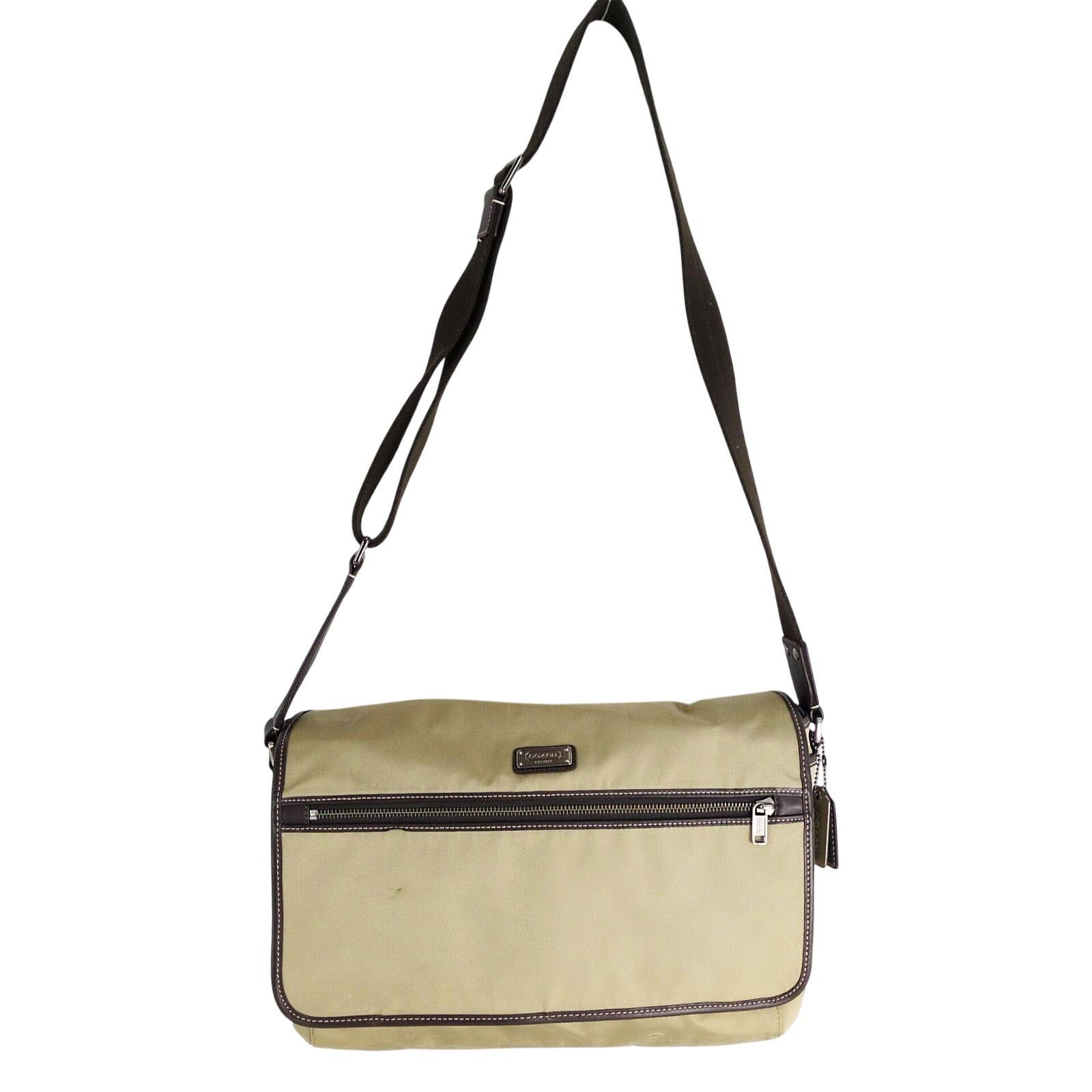 Coach Coach Tan Nylon Messenger Bag Brown Leather Trim Crossbody Size ONE SIZE - 2 Thumbnail
