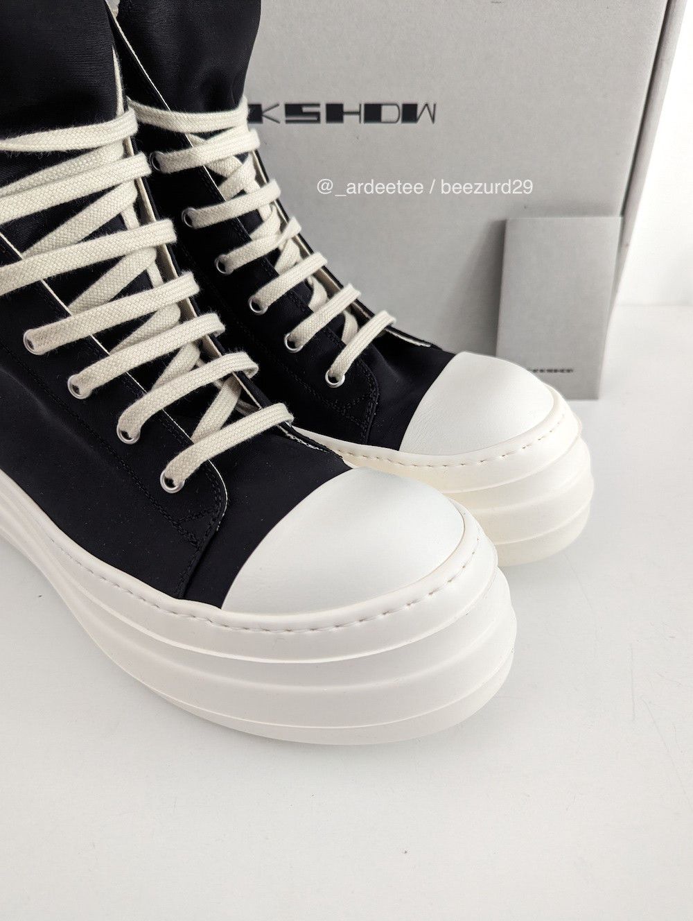 Rick Owens Drkshdw *NEW* SS20 PENTAGRAM DOUBLE BUMPER RAMONES HIGH BLACK Size US 8 / EU 41 - 6 Thumbnail