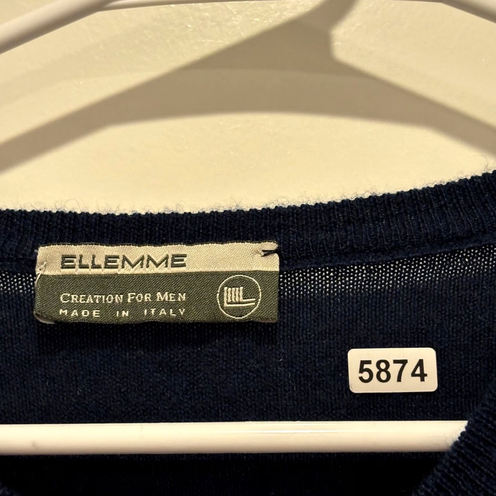 Ellemme Sweater Mens Large Blue V-Neck 100% Merino Wool Made In Italy, Men's — image 2 of 6