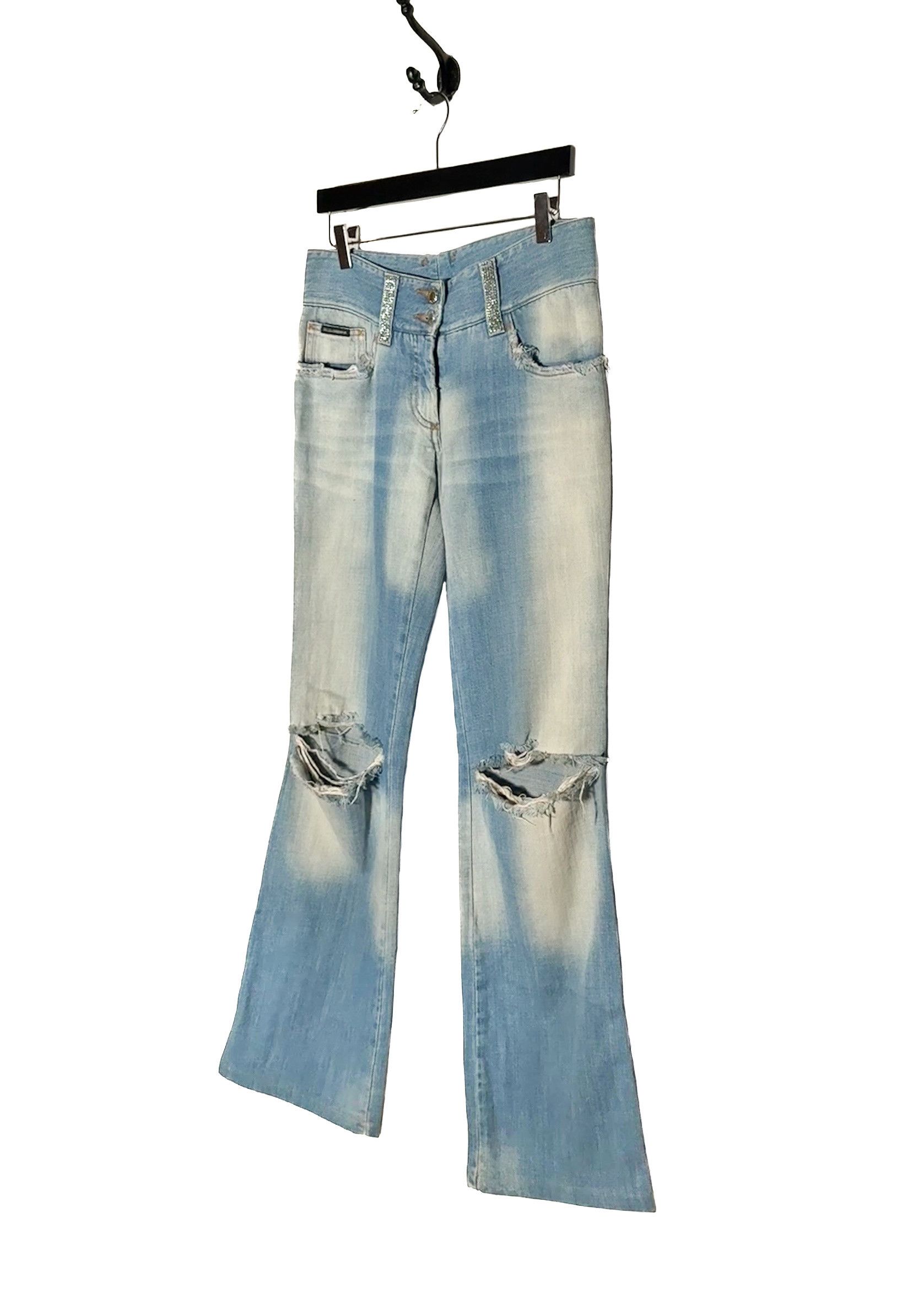 Dolce & Gabbana Dolce & Gabbana Vintage SS03 Rhinestone DG Blue Jeans Size 28" / US 6 / IT 42 - 2 Thumbnail