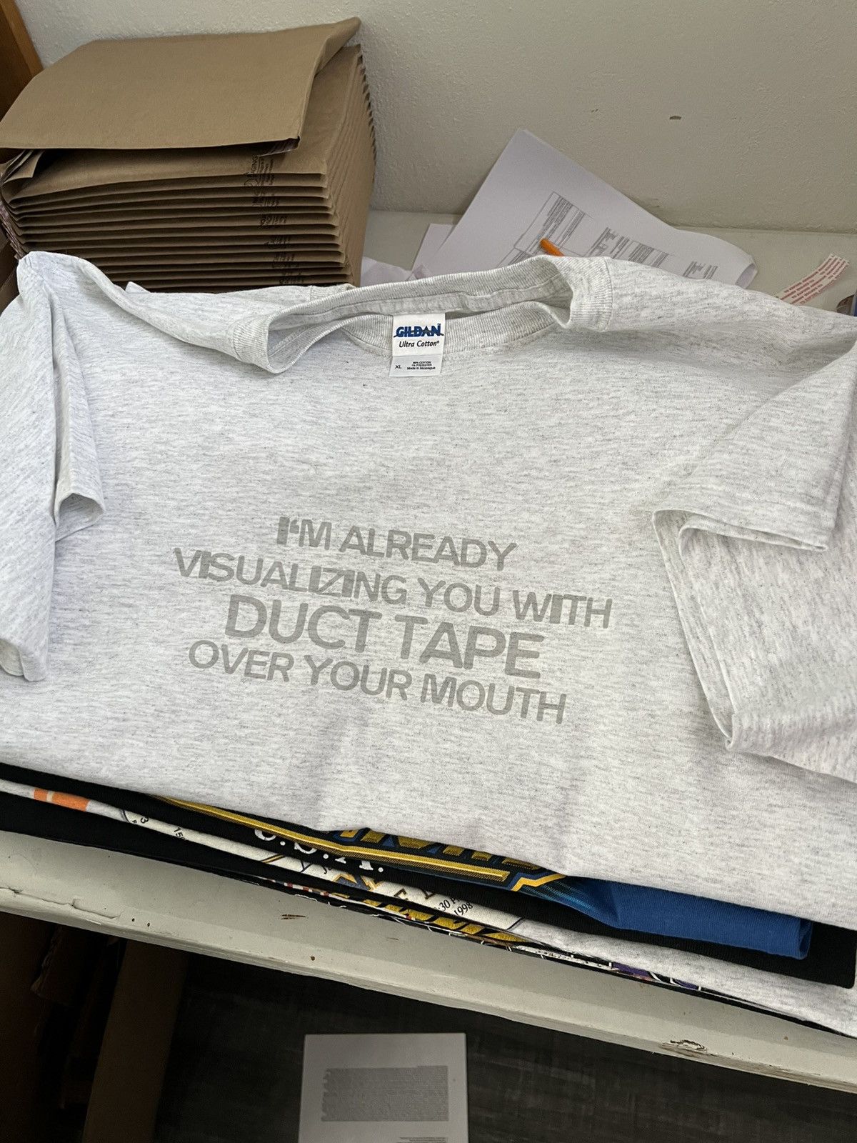 Vintage 2000s I’m Already Visualizing You With Duct Tape Quote Tee Size US XL / EU 56 / 4 - 1 Thumbnail