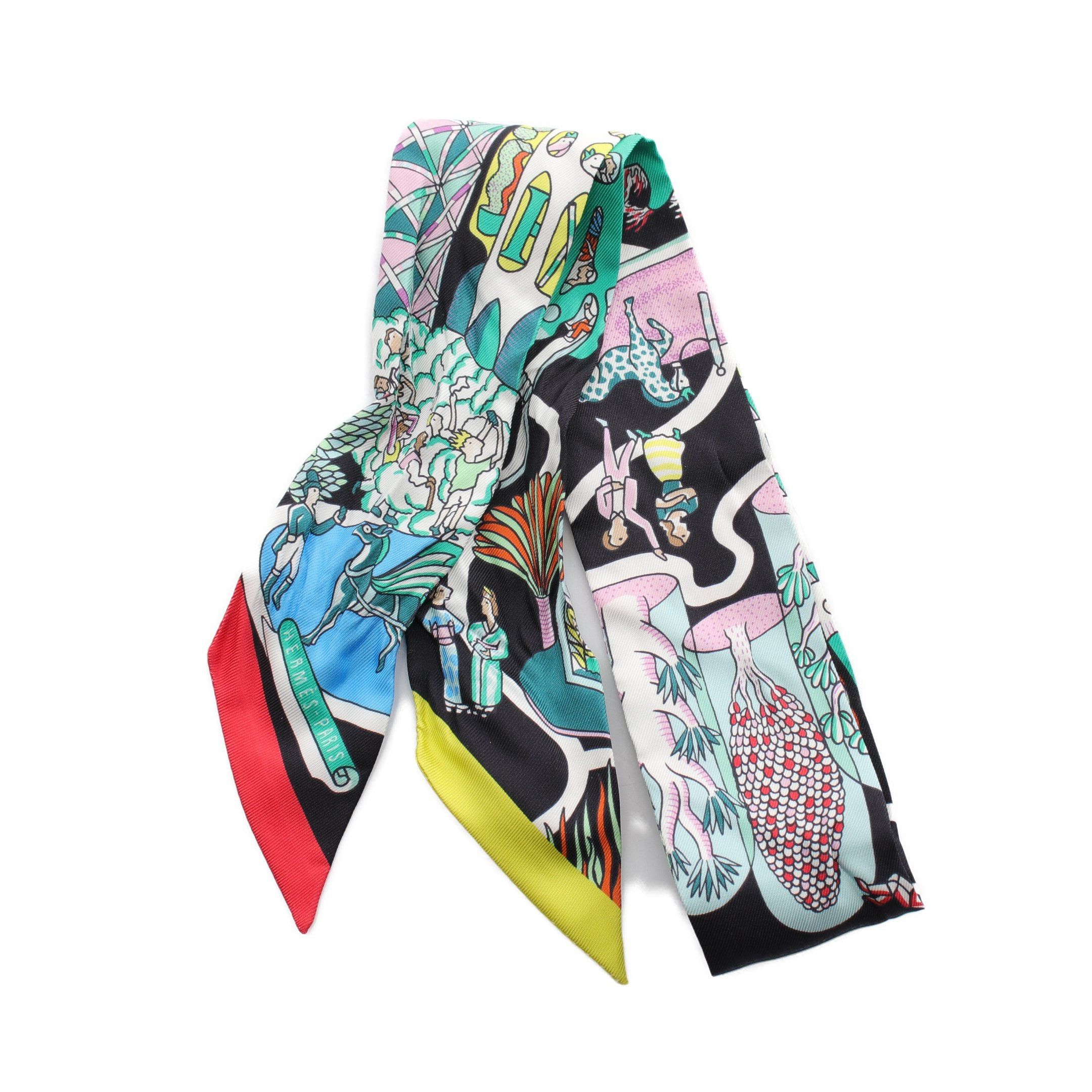 Hermes Hermes Twilly Exposition Universelle Scarf Silk Black Multicolor Size ONE SIZE - 1 Thumbnail