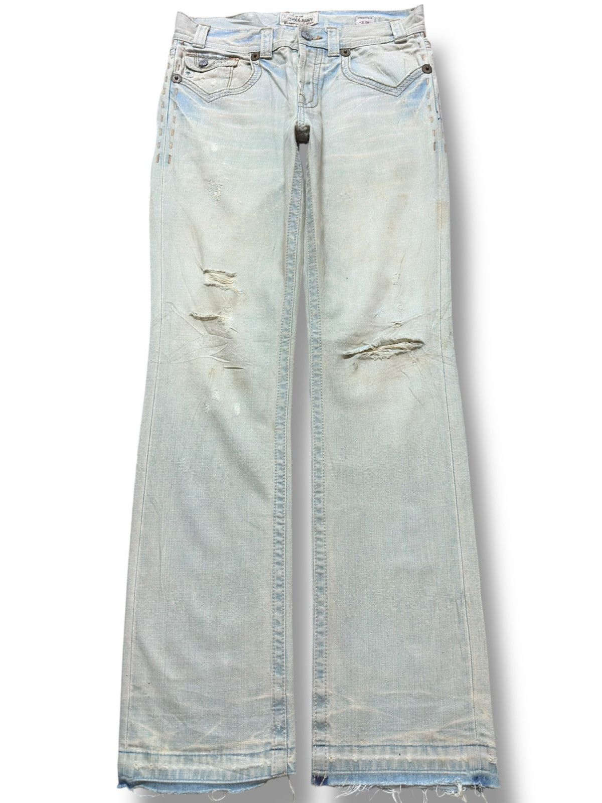 Mek Denim Vintage MekDenim Faded Mudwash Distressed Denim Size US 33 - 1 Thumbnail