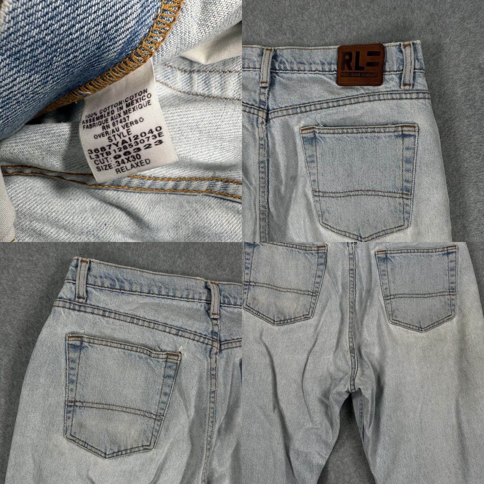 Vintage VINTAGE Polo Jeans Co RL Jeans Mens 34x30 Light Blue Relaxed Fit Distressed 90s Jeans Mens Regular 34 Inseam 30 Distressed Size US S / EU 44-46 / 1 - 9 Thumbnail