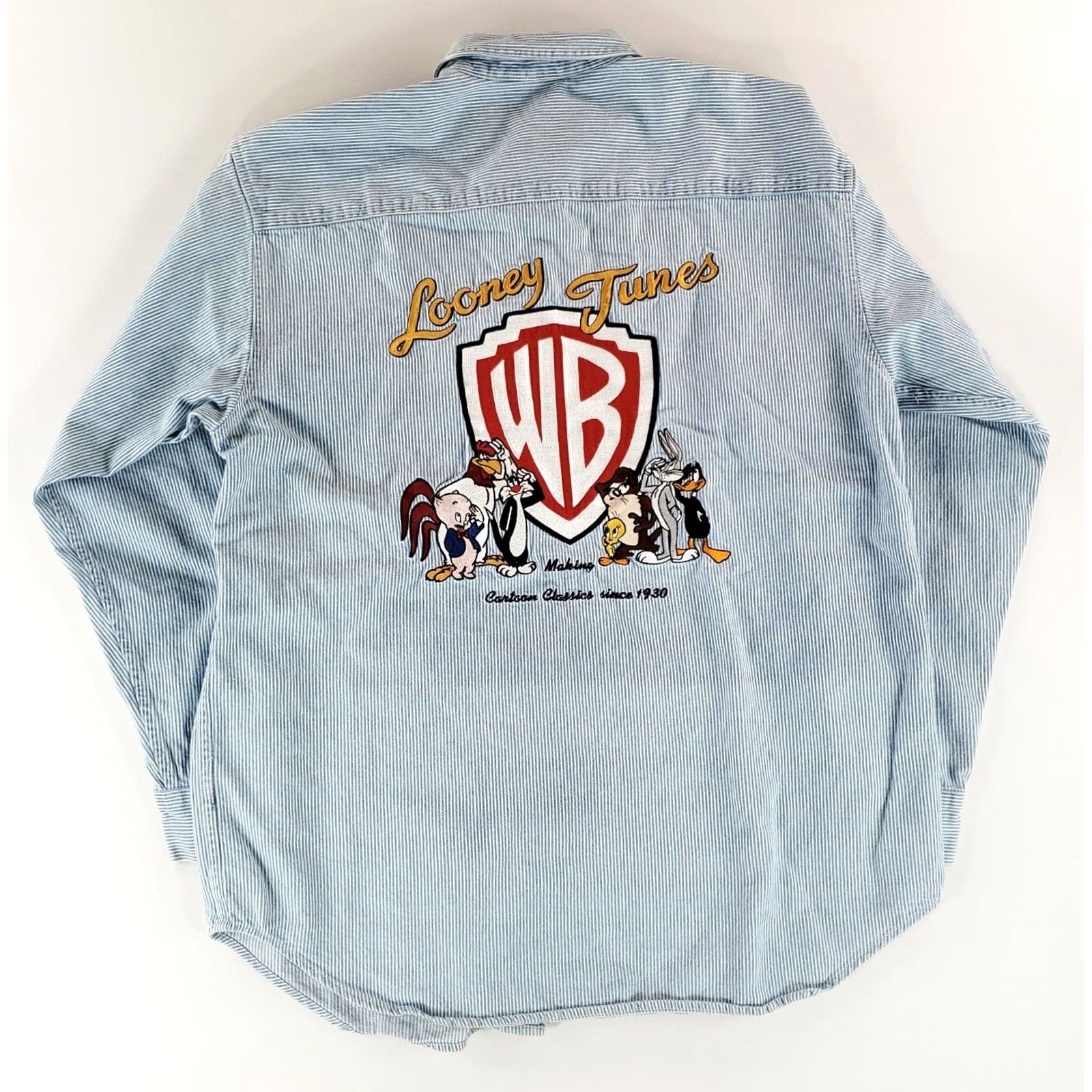 Vintage Looney Tunes Warner Bros Button Down Denim Shirt Striped Embroidered Mens L Blue Shirt Mens L Denim Shirt Size US L / EU 52-54 / 3 - 6 Thumbnail