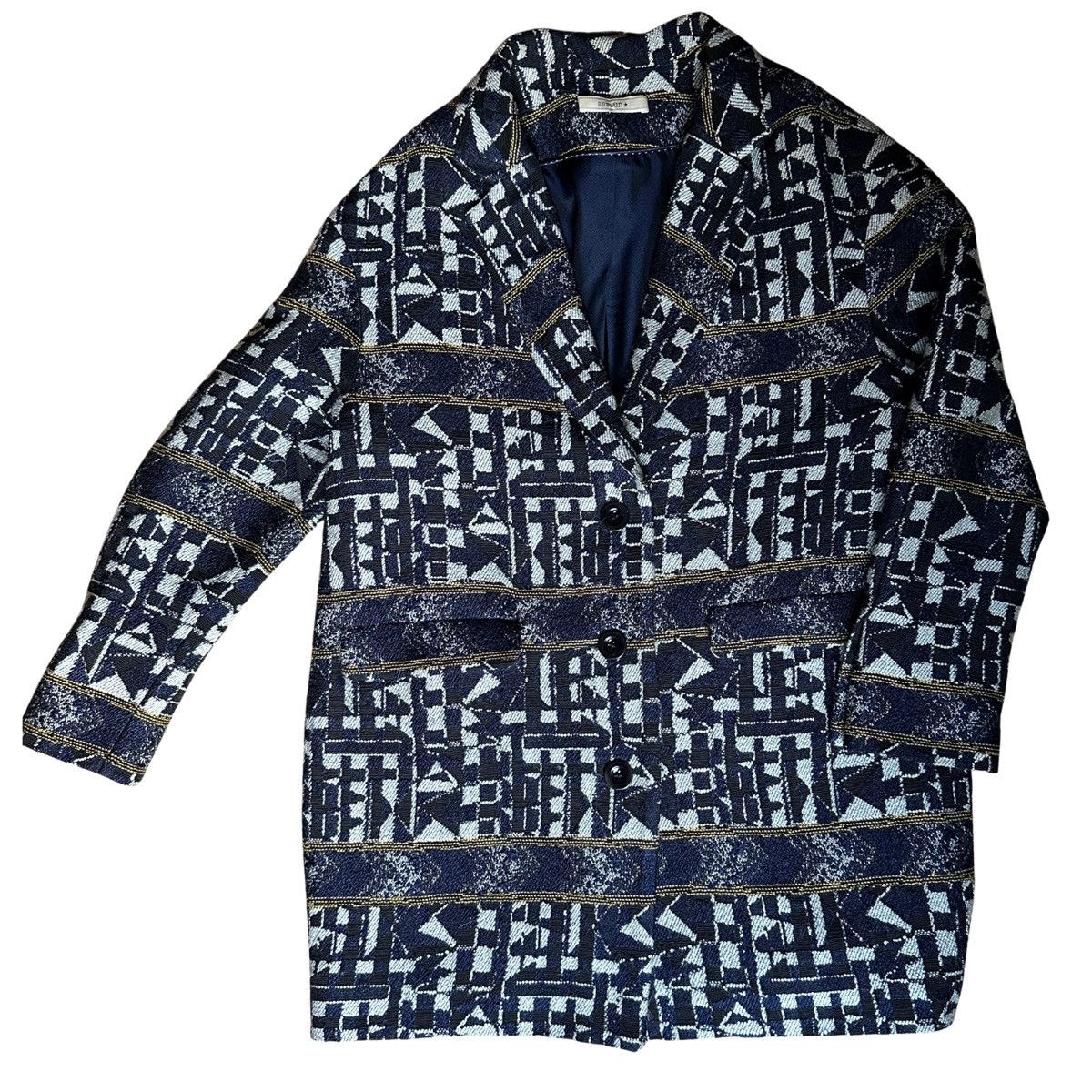 Other Sessùn Geometric Jacquard Oversized Blazer Jacket Navy XS Size XS / US 0-2 / IT 36-38 - 1 Thumbnail