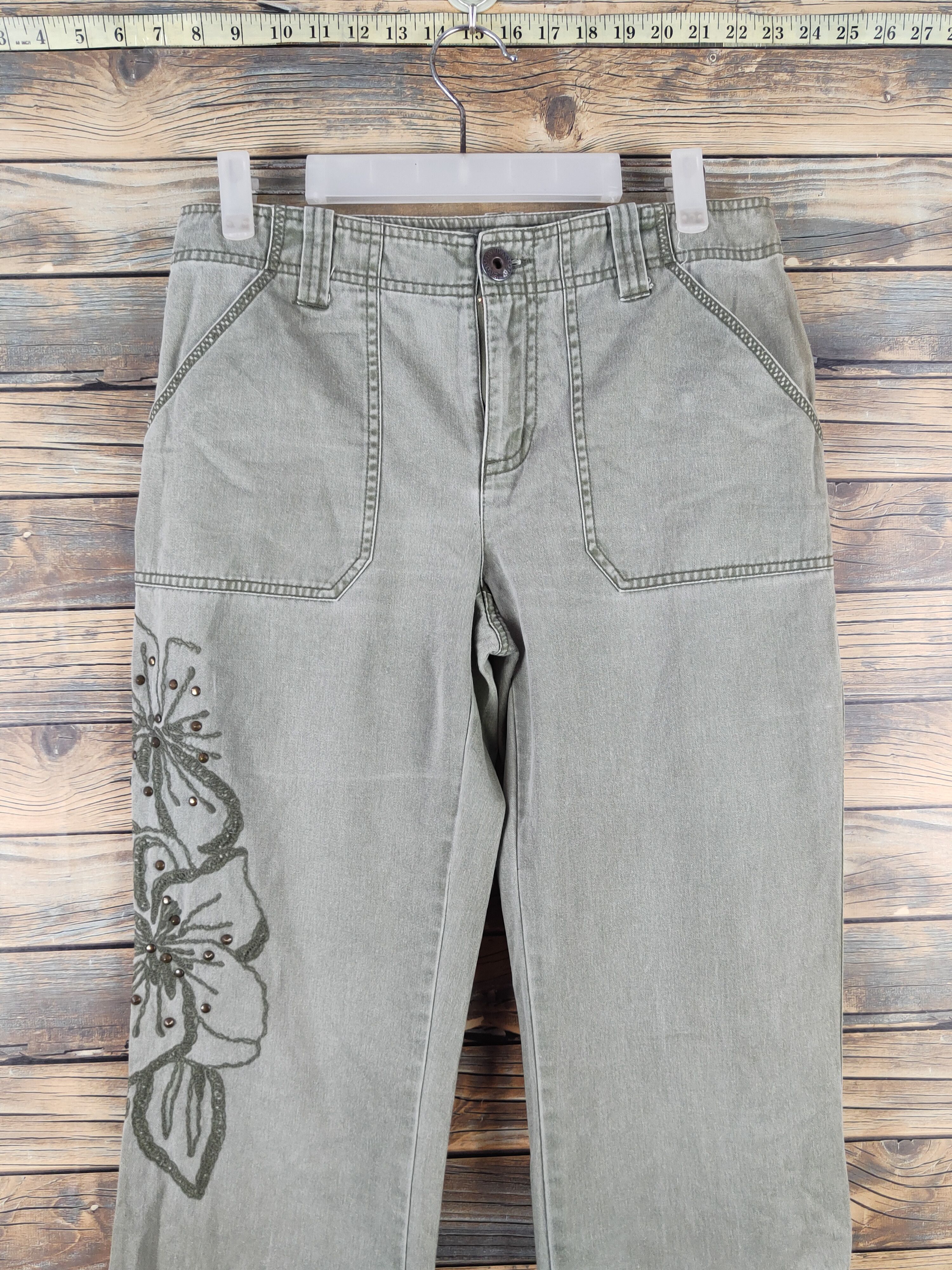 Japanese Brand DL Tint Green Faded Multipocket Casual Pants #962 Size 28" / US 6 / IT 42 - 2 Thumbnail