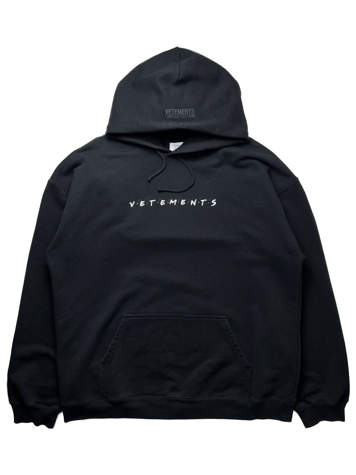 image of Ss21 Vetements Friends Parody Logo Oversized Hoodie Black, Men's (Size XL)