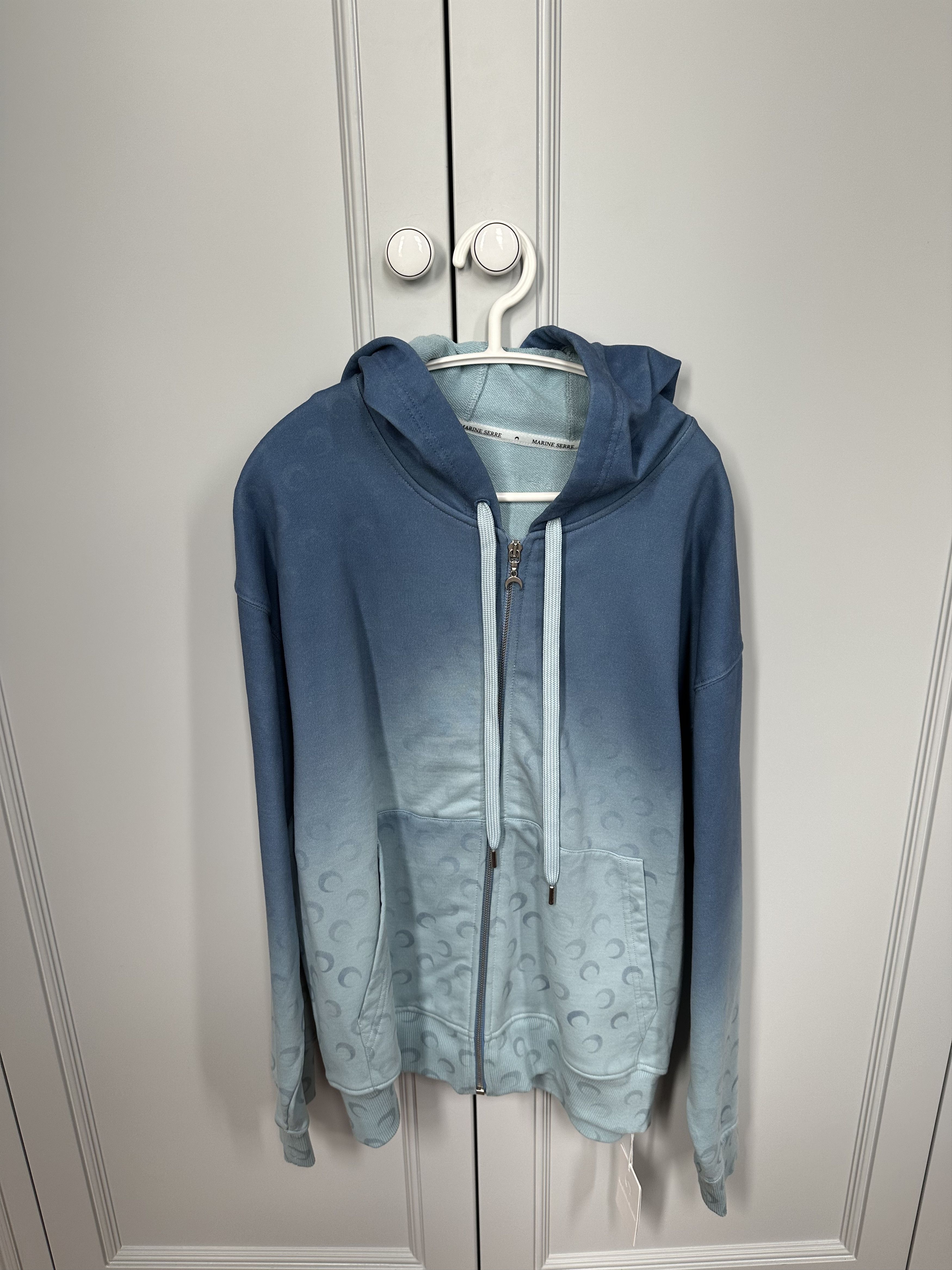 Marine Serre Marine Serre Blue Moon Faded Fleece Hoodie Size S / US 4 / IT 40 - 4 Thumbnail