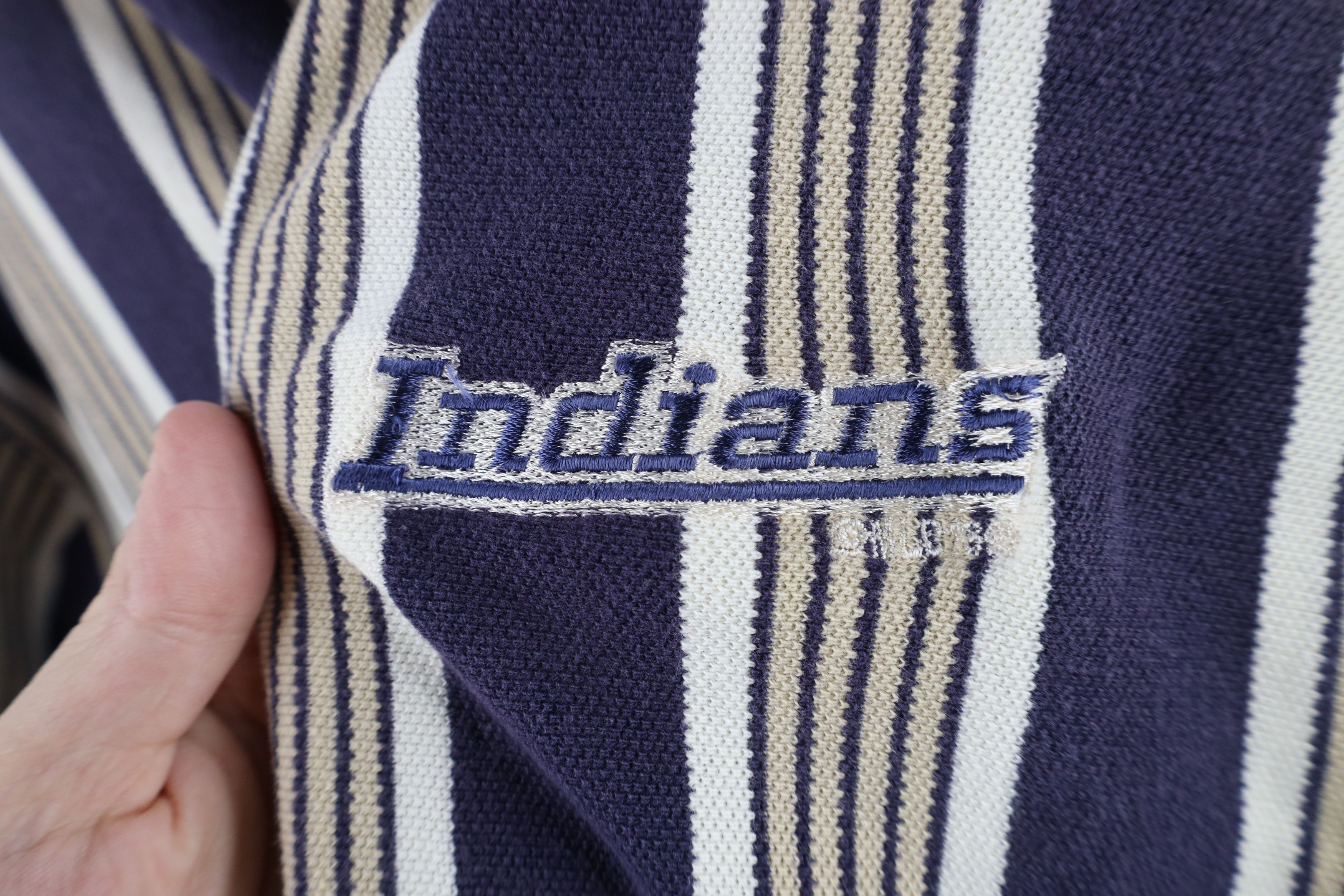 Vintage Vintage 90s Striped Cleveland Indians Baseball Polo Shirt Size US XL / EU 56 / 4 - 4 Thumbnail