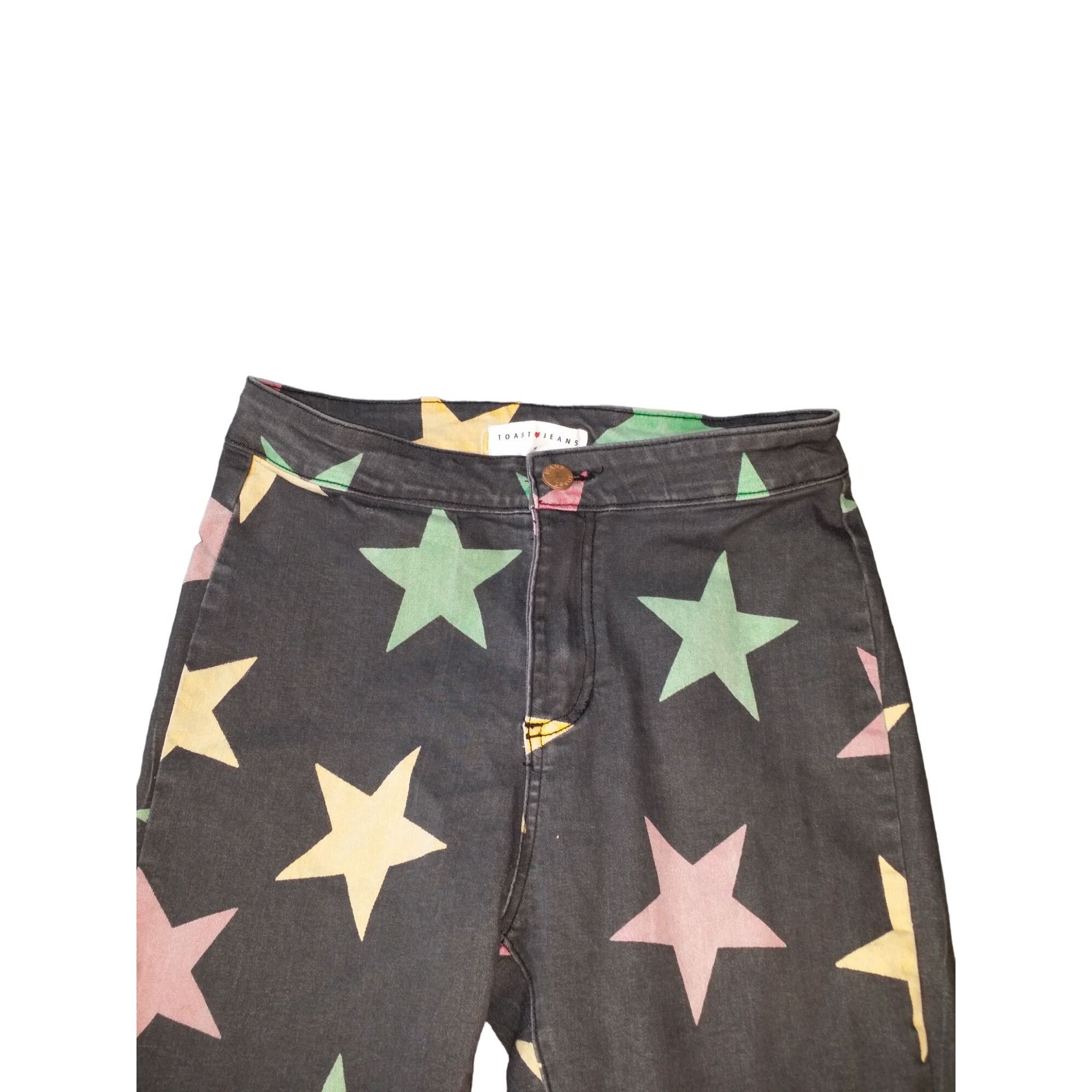 Other Toast Jeans Women Sz M Denim Flare Leg Star Print Bell Botto Size 27" / US 4 / IT 40 - 2 Thumbnail