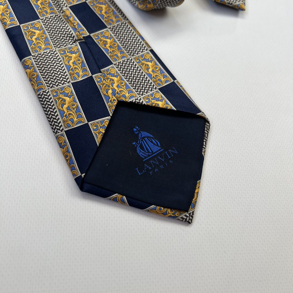 Lanvin Lanvin blue gold silk tie Size ONE SIZE - 4 Thumbnail