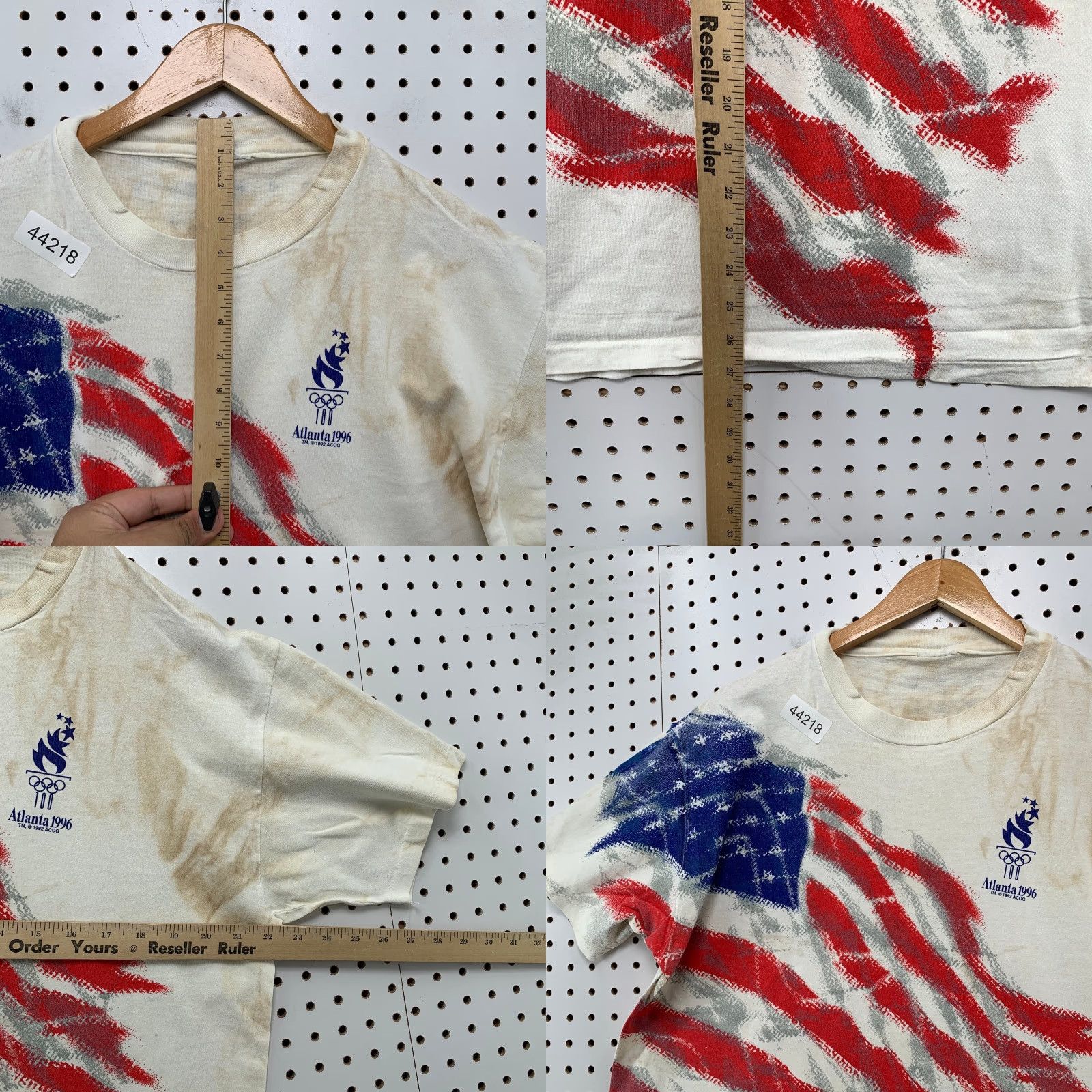 Vintage VINTAGE 1996 Atlanta Olympics Shirt Mens L White Crew Neck Graphic Flag 90s USA Hanes Beefy-T Distressed Size US L / EU 52-54 / 3 - 8 Thumbnail