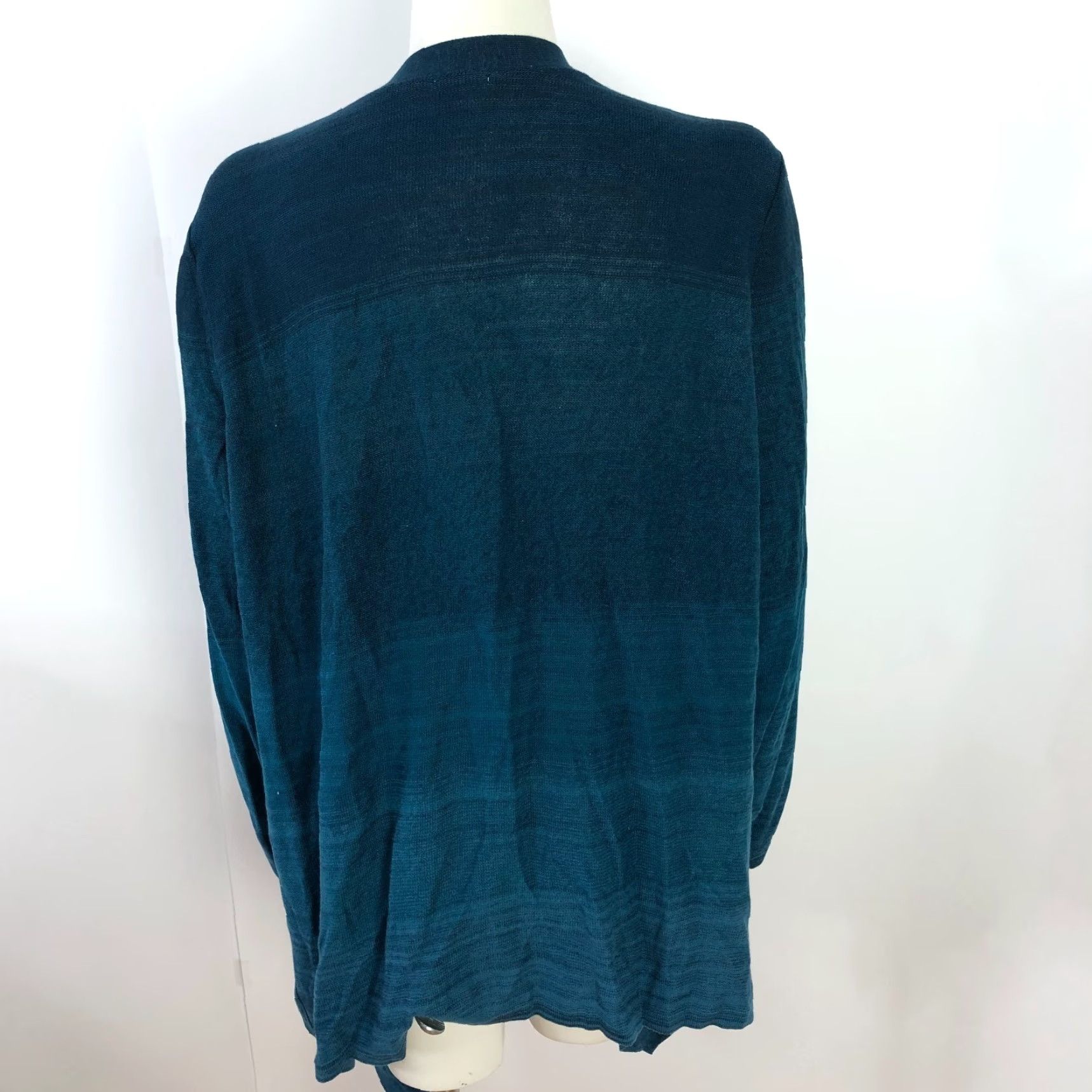 Vintage Chico's Cardigan Sweater 4 XXL Women's Cotton V-Neck Asymmetrical Blue Green Knit Striped Cardigan Casual Womens Size S / US 4 / IT 40 - 3 Thumbnail