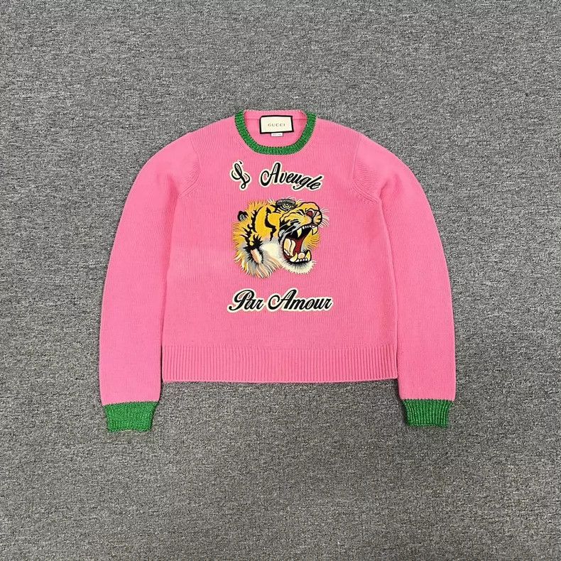 Gucci Gucci Pink tiger embroidery knitted sweater 2502-Nextarrow Size US S / EU 44-46 / 1 - 1 Thumbnail