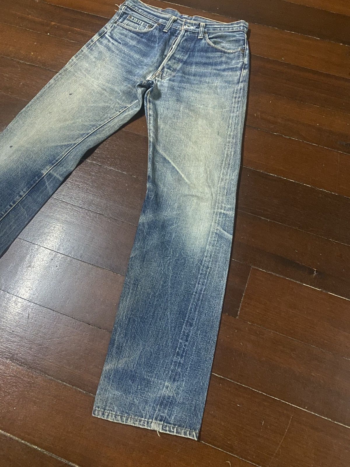 Denime Rare vintage 90s Denime Japan Distressed mud wash Selvedge Size US 30 / EU 46 - 4 Thumbnail