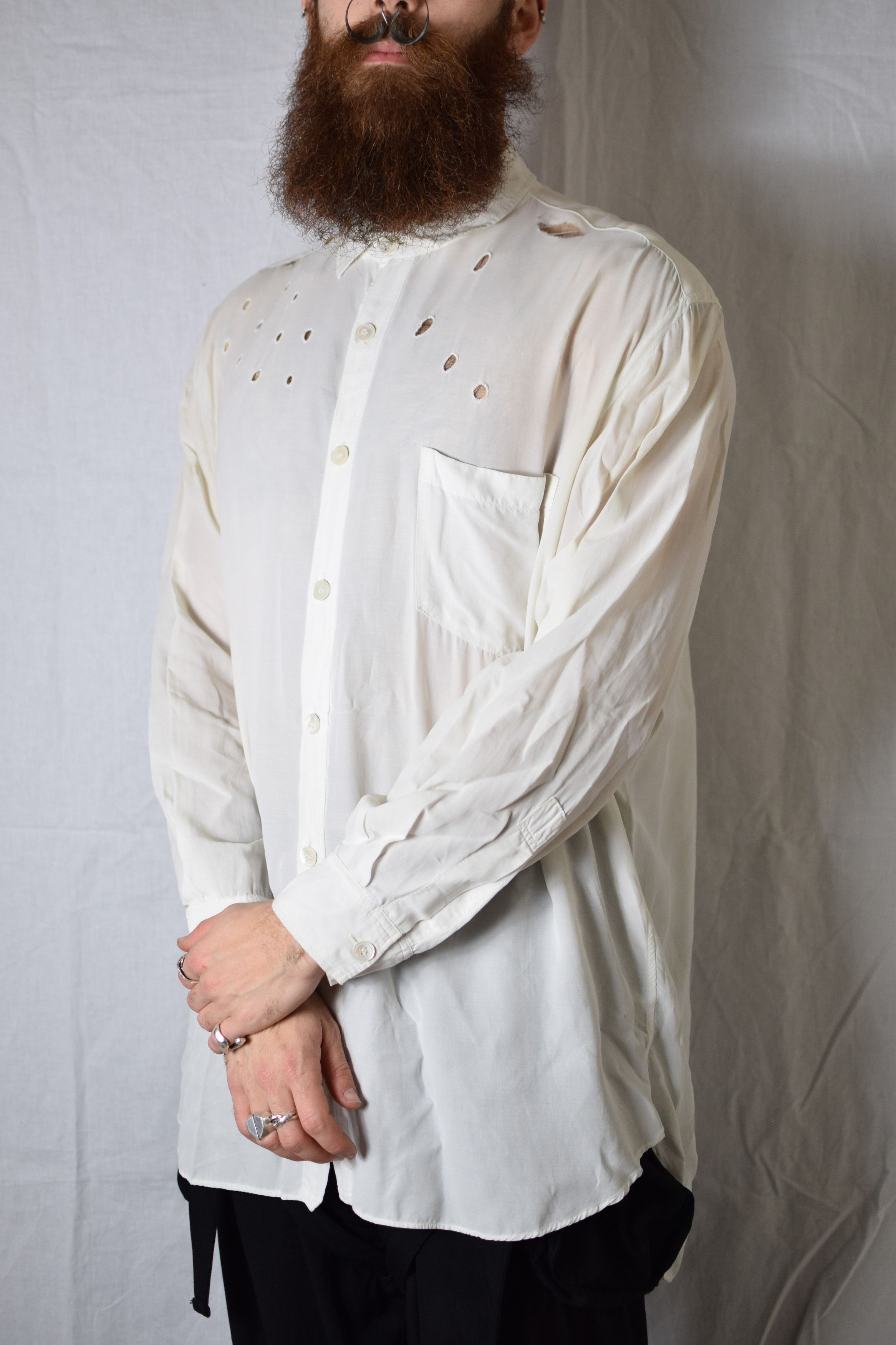 Yohji Yamamoto YYPH SS92 Archive Hole Shirt Size US L / EU 52-54 / 3 - 4 Thumbnail