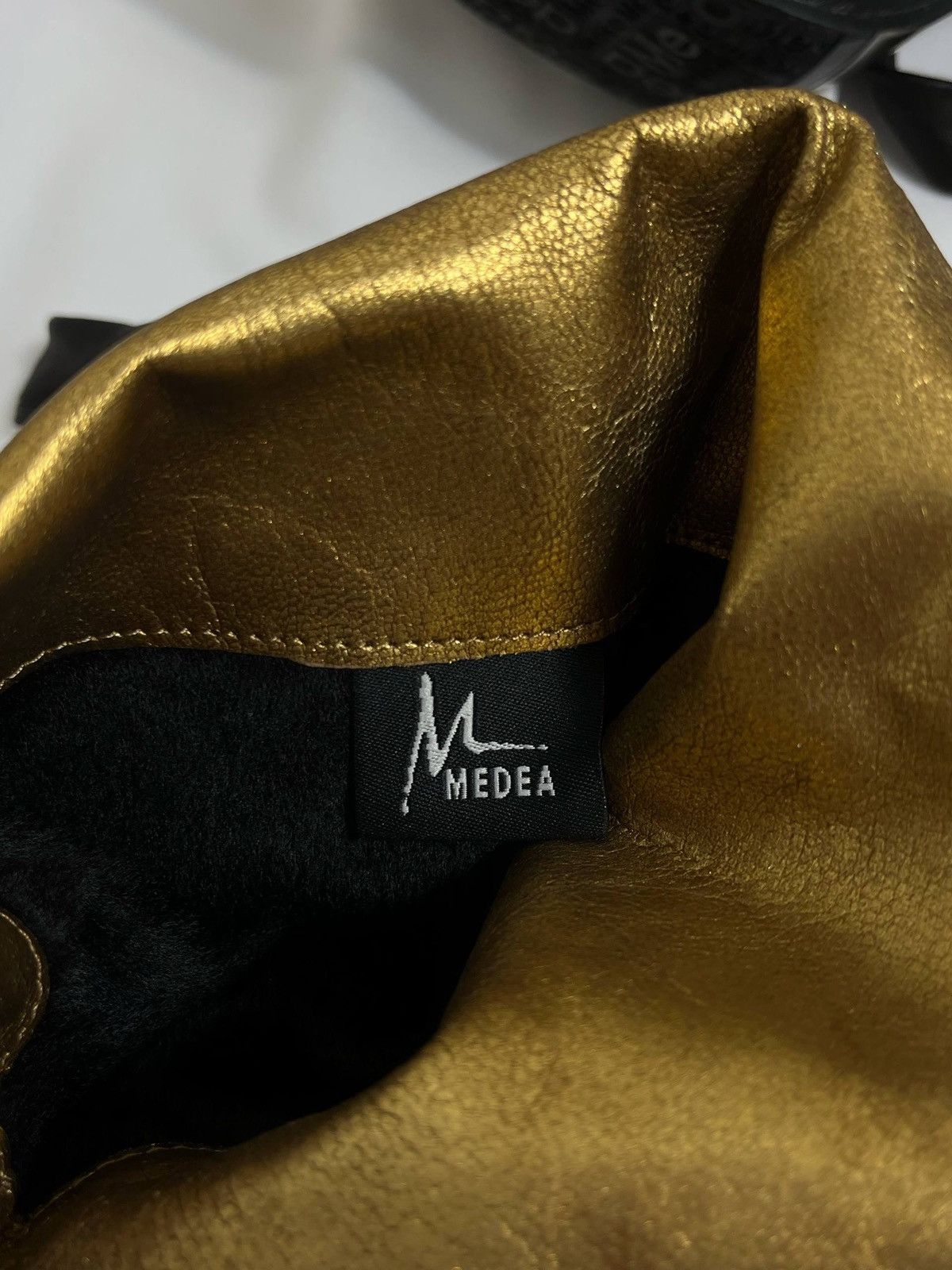 Vintage MEDEA ARCHIVE Futuristic Cyber Gold Metal Heel Boots EU 36 Size US 6 / IT 36 - 3 Thumbnail