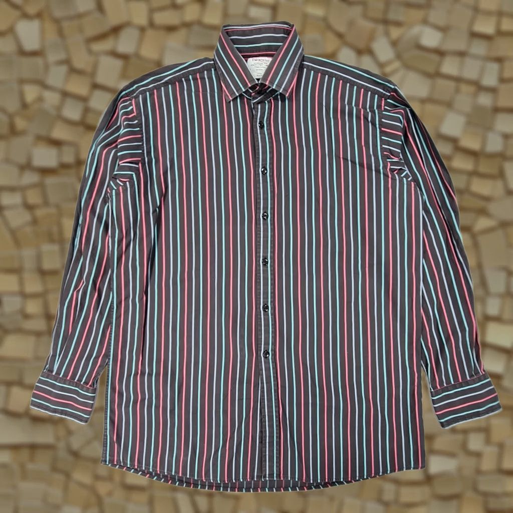 Vintage TM Lewin Mens Shirt Black 17 Slim Fit Button-Up Collared Cotton Striped Long Sleeve Vintage No Size US XL / EU 56 / 4 - 1 Thumbnail