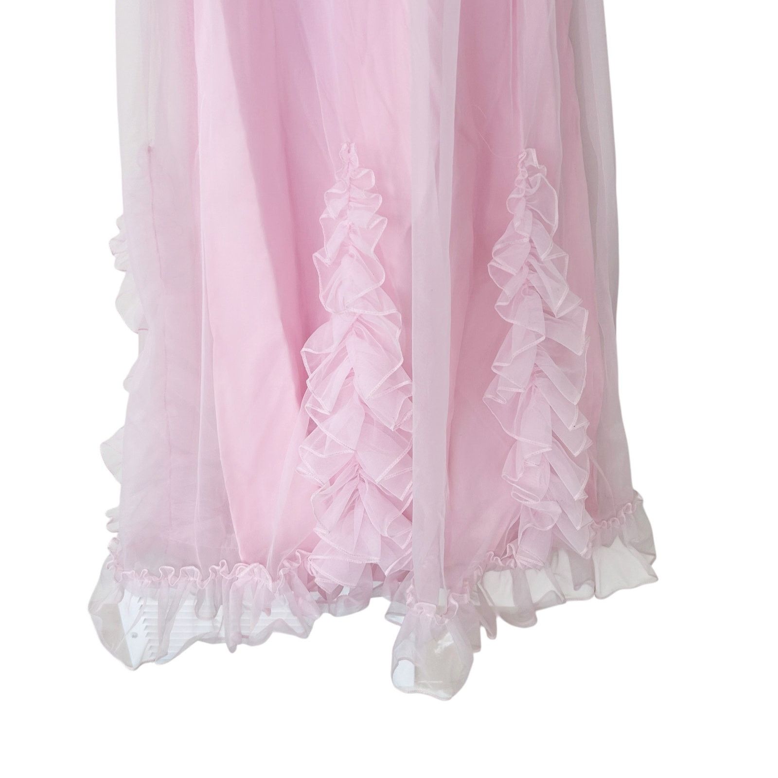 Vintage Vintage Pink Chiffon Ruffle Maxi Dress Sz S Size S / US 4 / IT 40 - 3 Thumbnail