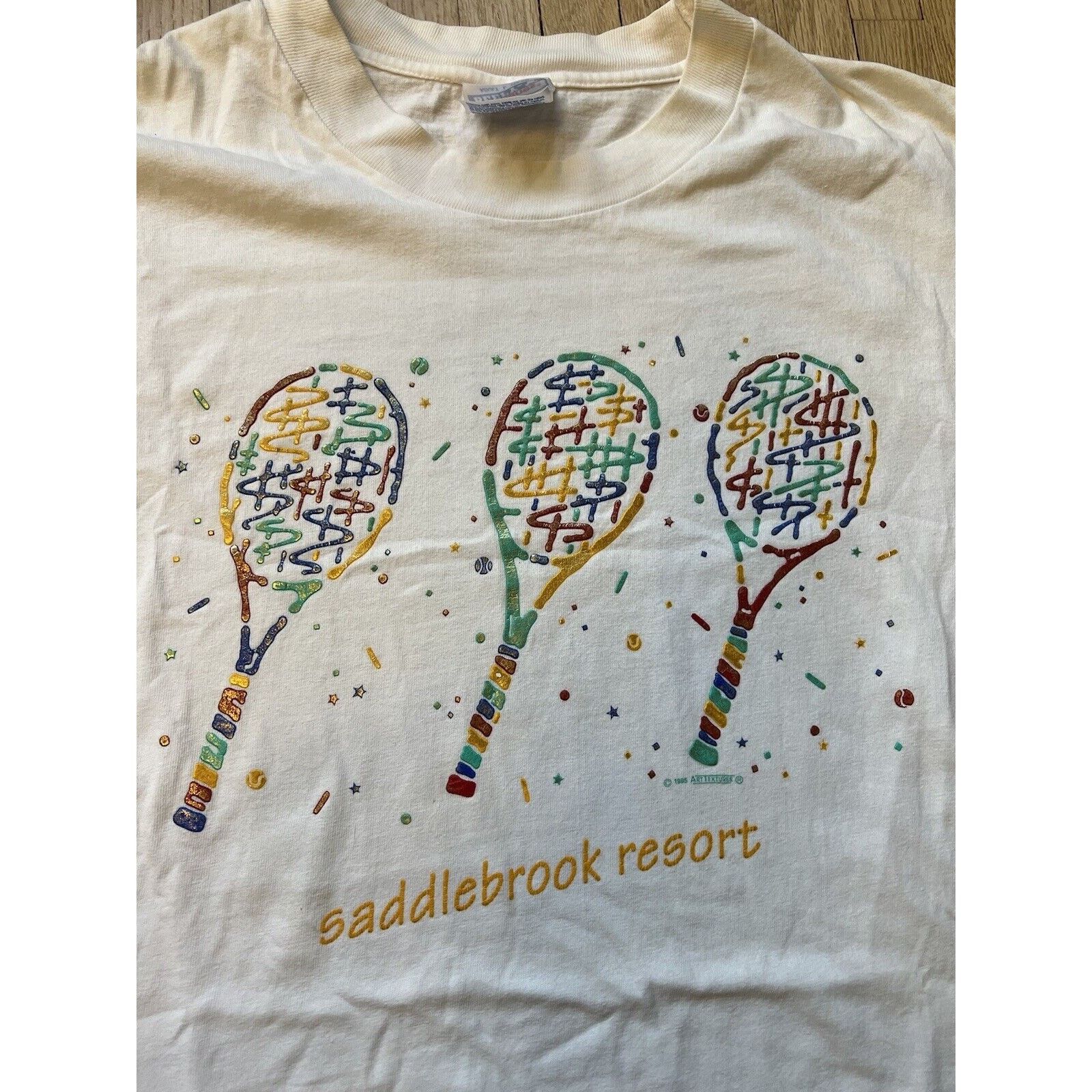 Hanes Vintage 1995 Tennis Shirt Womens Large White Made In USA Size L / US 10 / IT 46 - 2 Thumbnail